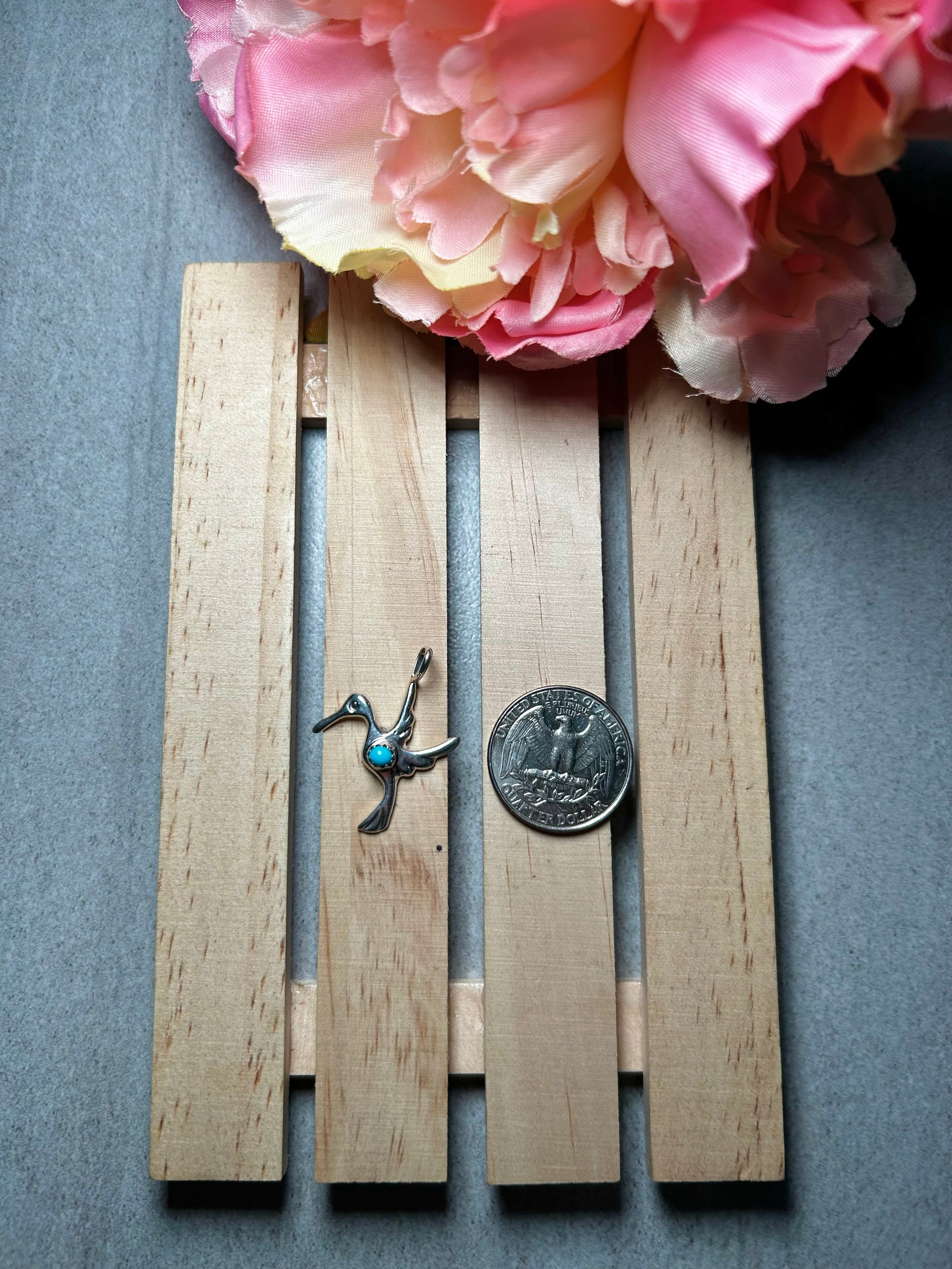 Navajo Made Kingman Turquoise & Sterling Silver Pendant