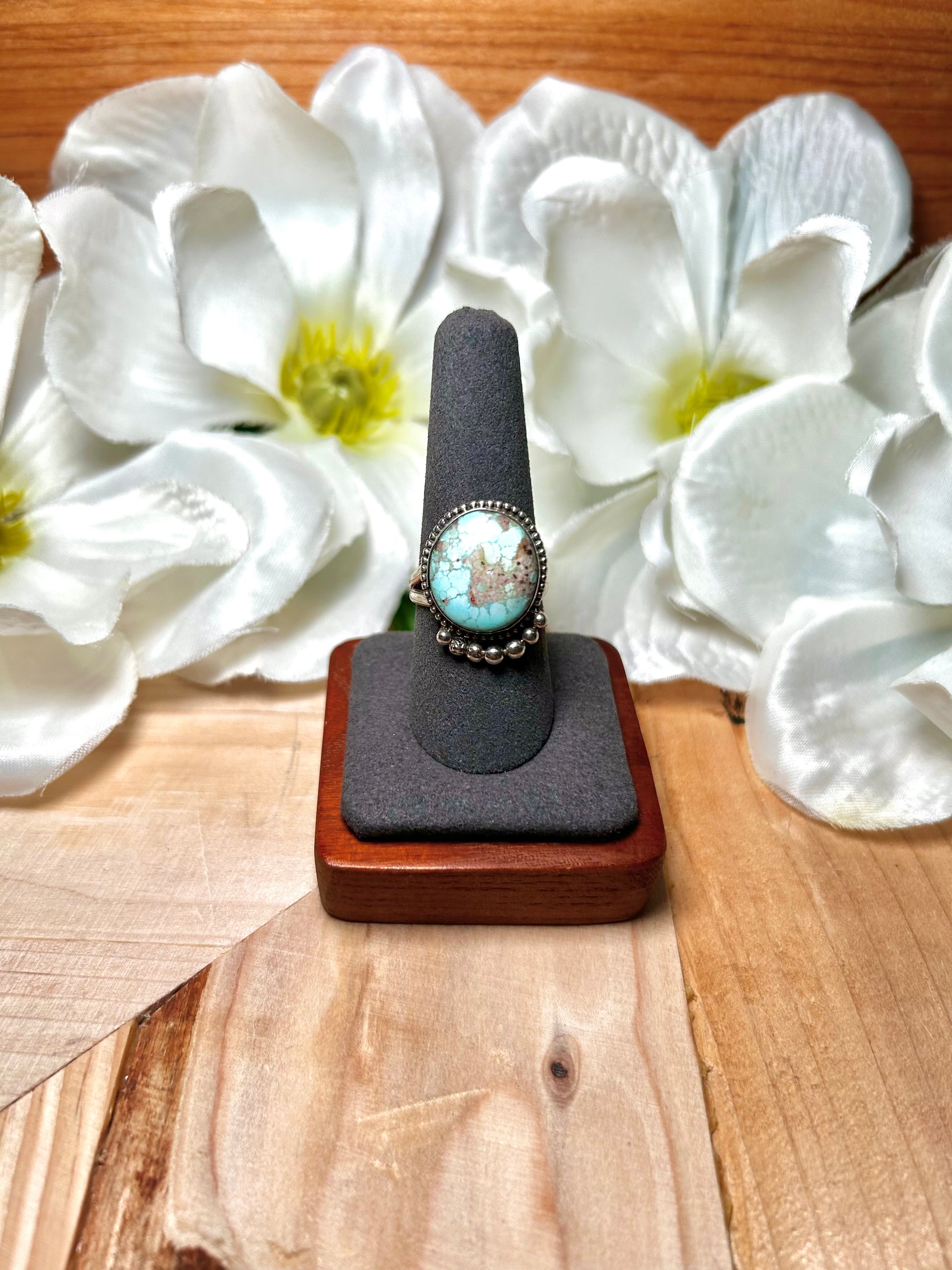 Navajo Made Golden Hill Turquoise & Sterling Silver Ring Size 9