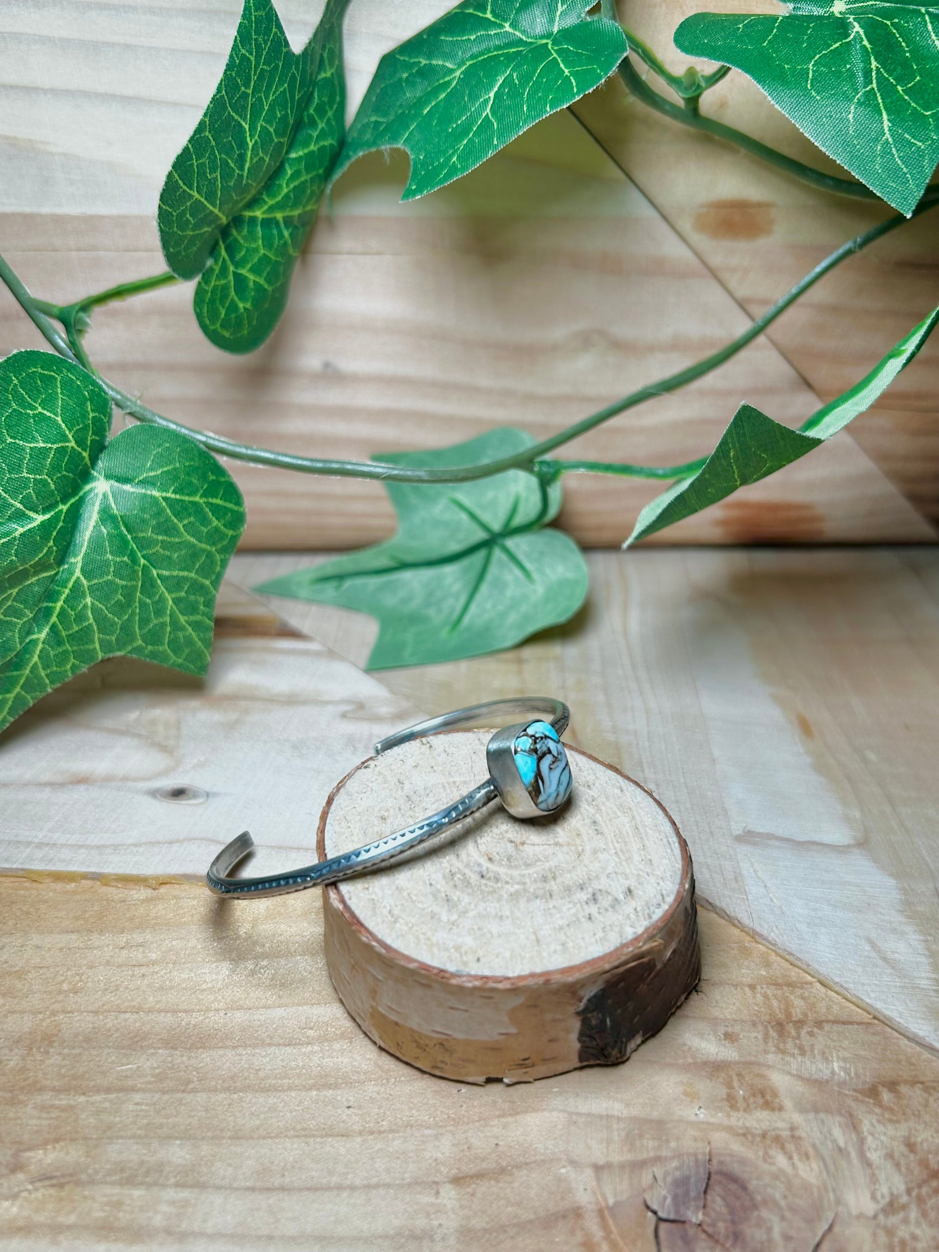 Navajo Made Cotton Candy Turquoise & Sterling Silver Cuff Bracelet
