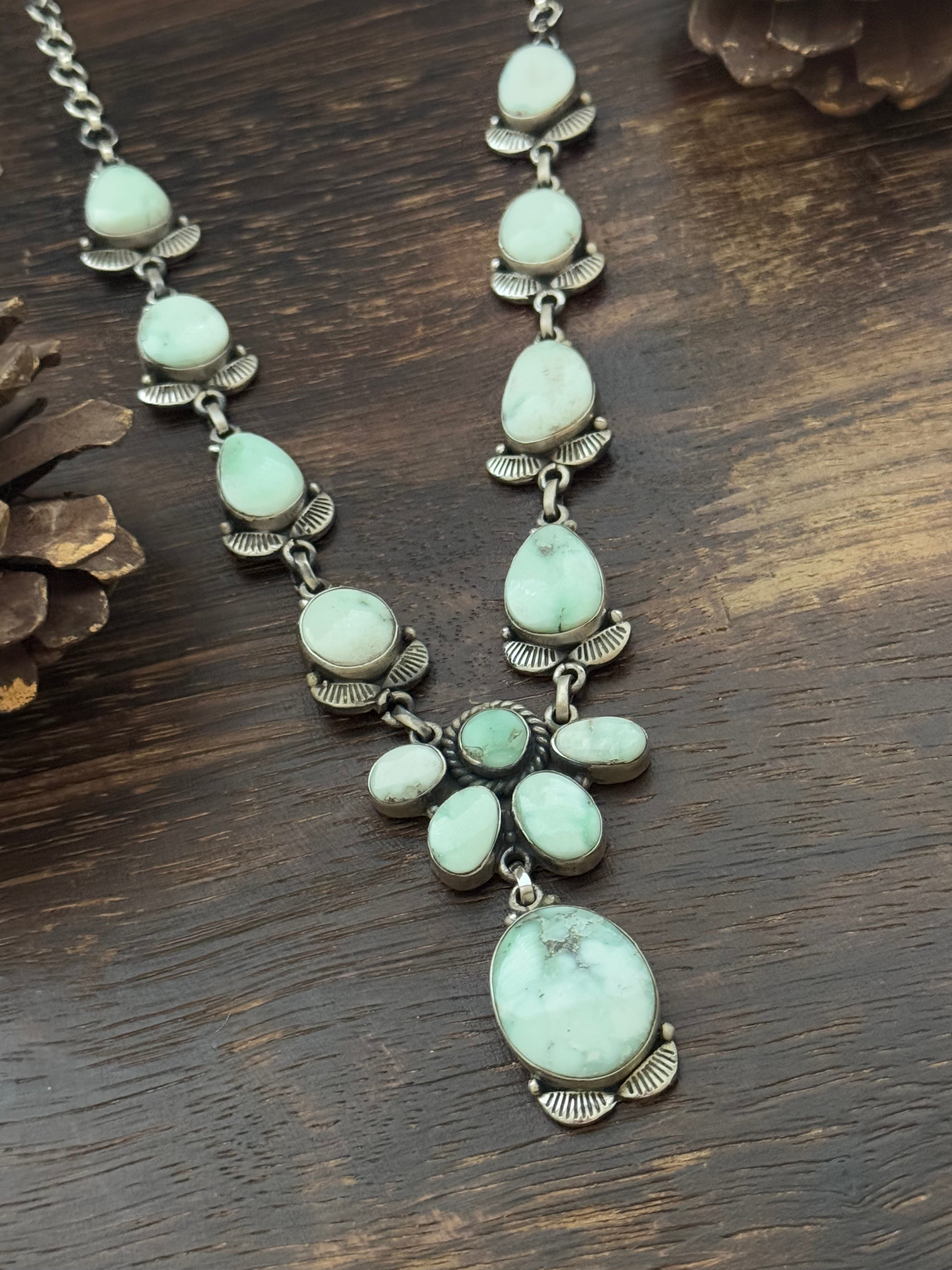 TTD Paloma Variscite & Sterling Silver Lariat Necklace