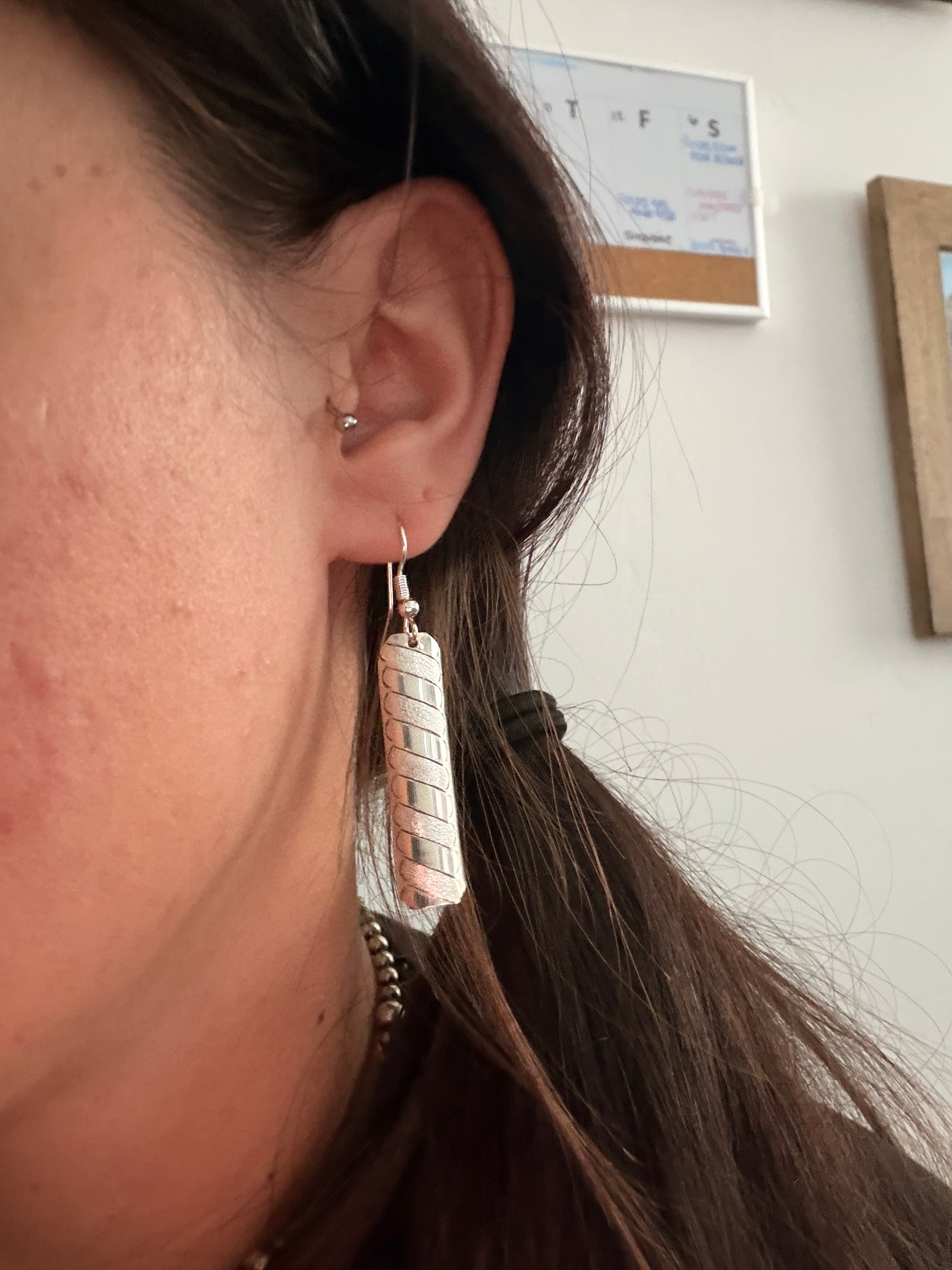 Navajo Made Sterling Silver Dangle Earrings