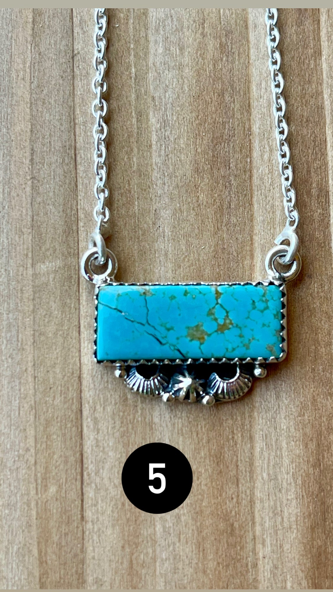 Southwest Handmade Number 8 Turquoise & Sterling Silver Bar Necklace