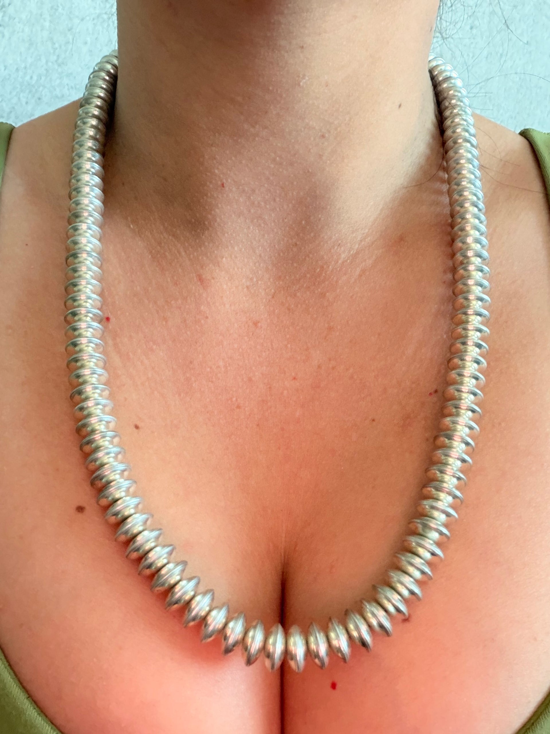 Navajo Handmade Sterling Silver Pearl Necklace
