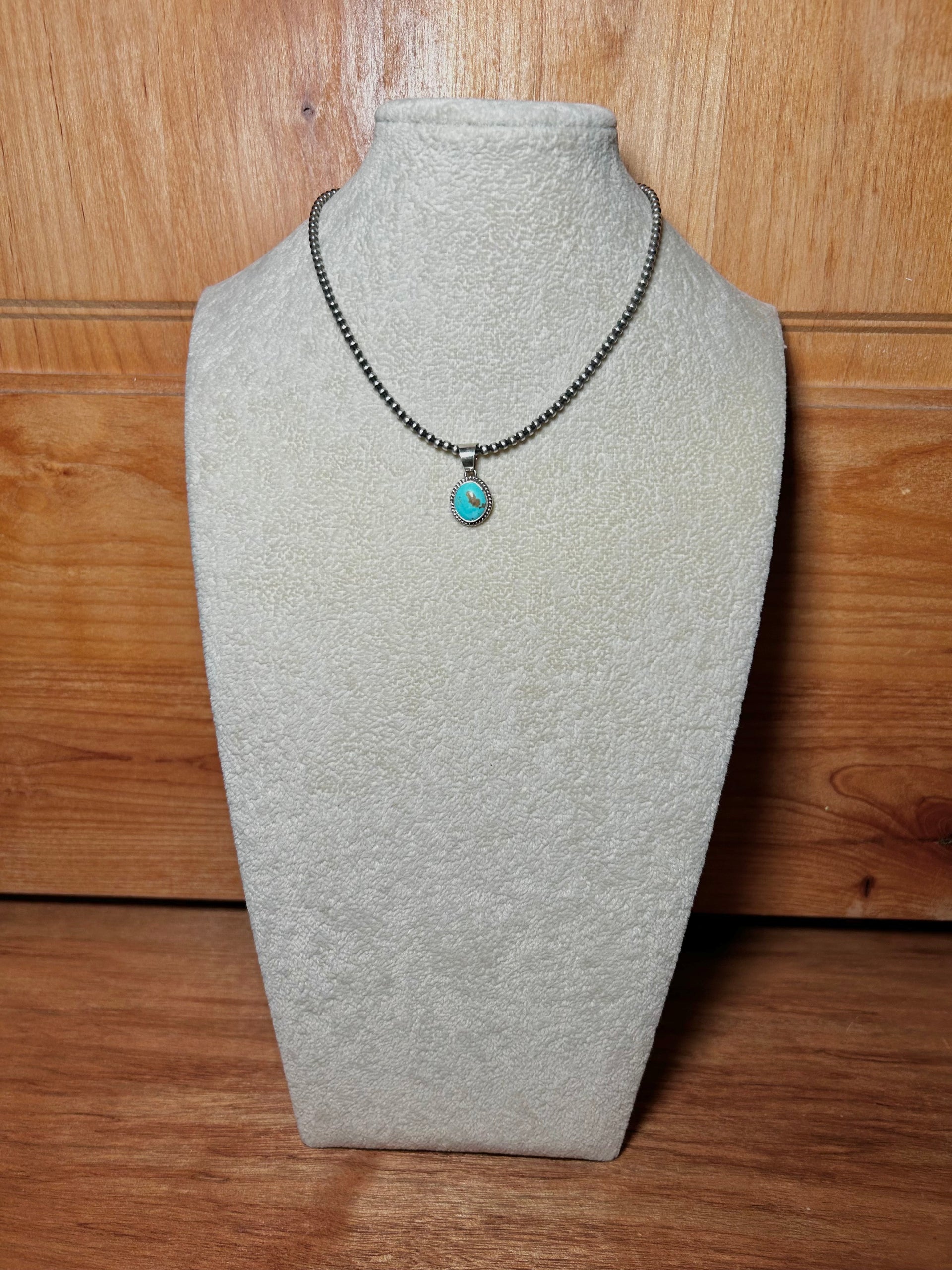 Navajo Made Kingman Turquoise & Sterling Silver Pendant