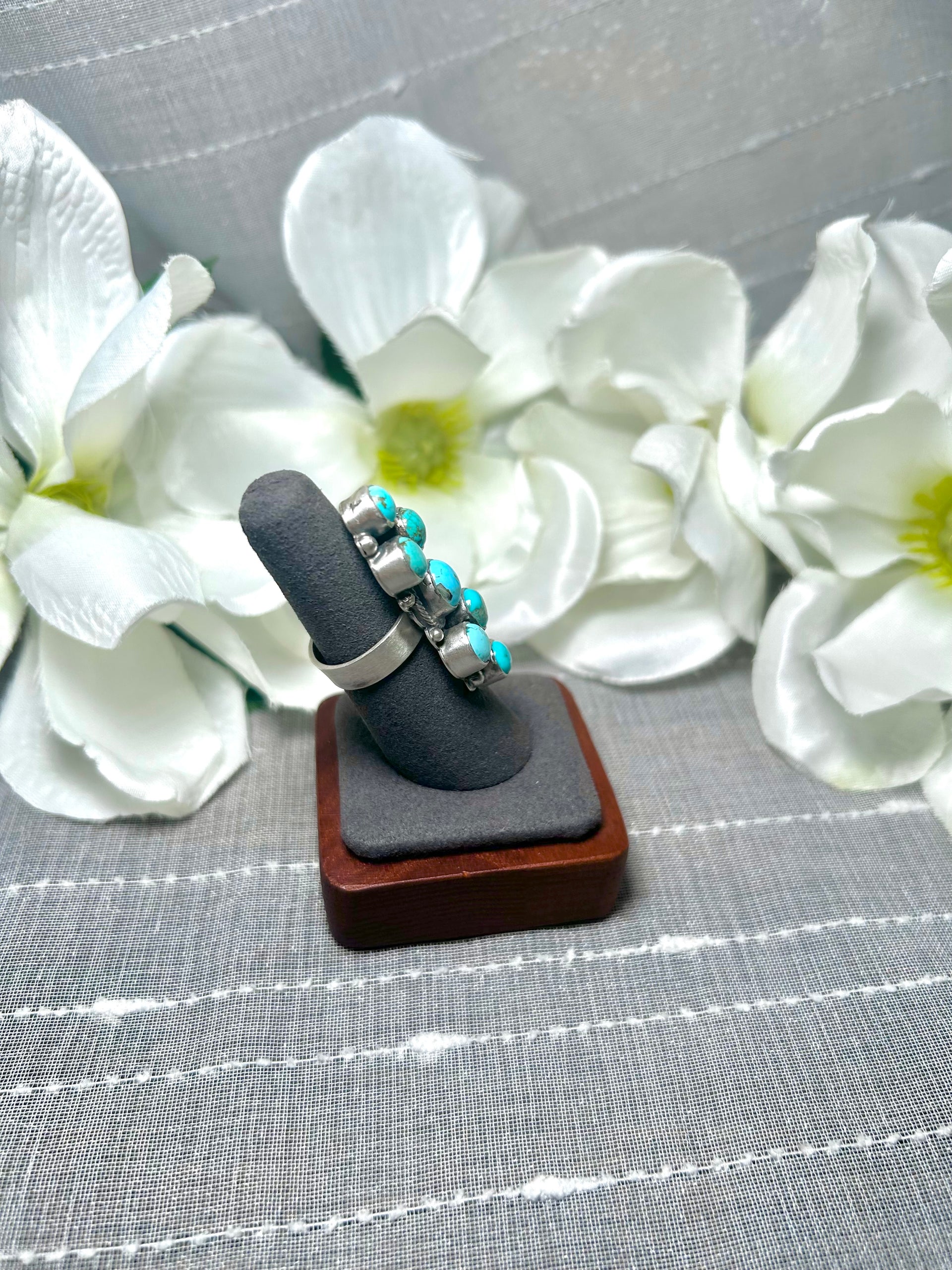 Lonise Jim Mixed Turquoise & Sterling Silver Ring Size 6.75