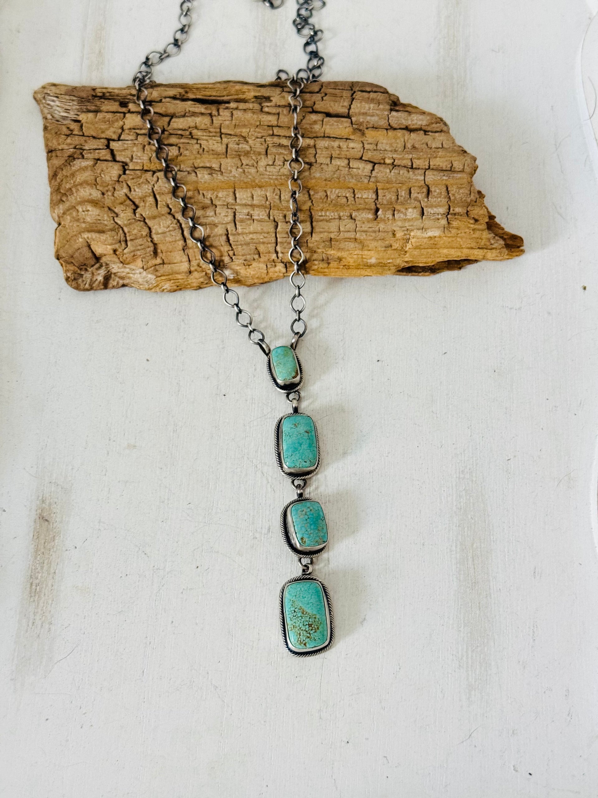 Jameson Garcia #8 Turquoise & Sterling Silver Lariat Necklace