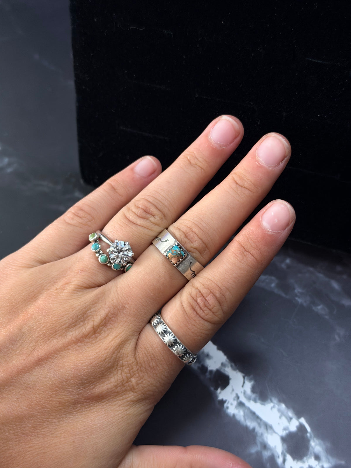Navajo Made Mohave Turquoise Composite & Sterling Silver Ring