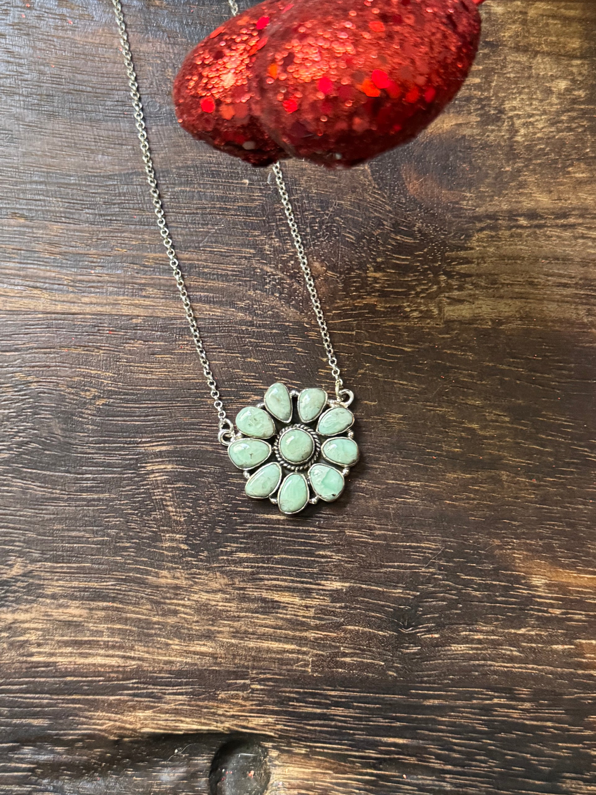 Southwest Handmade Paloma Variscite & Sterling Silver Necklace