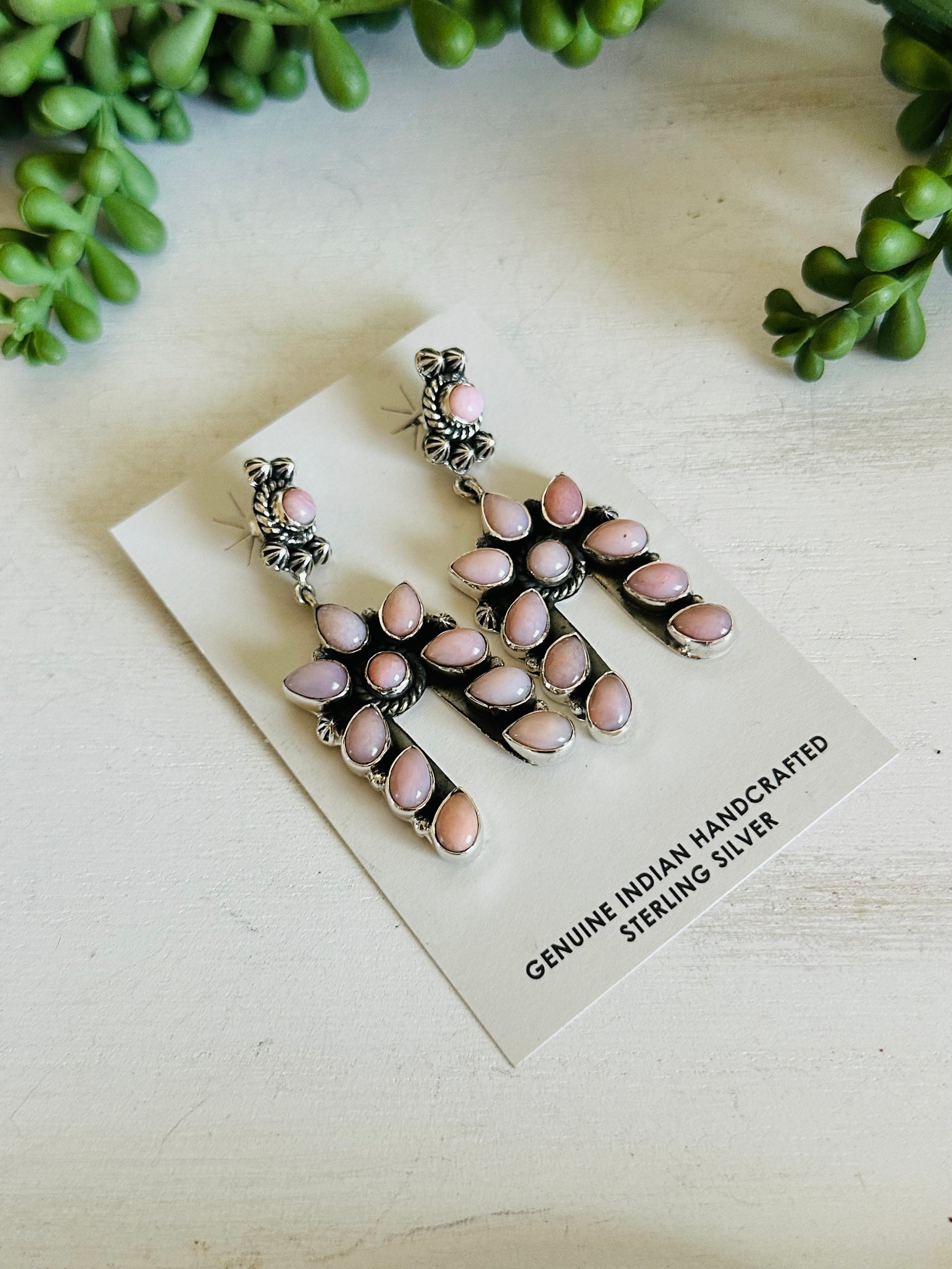 TTD “The Storm” Pink Conch & Sterling Silver Earrings