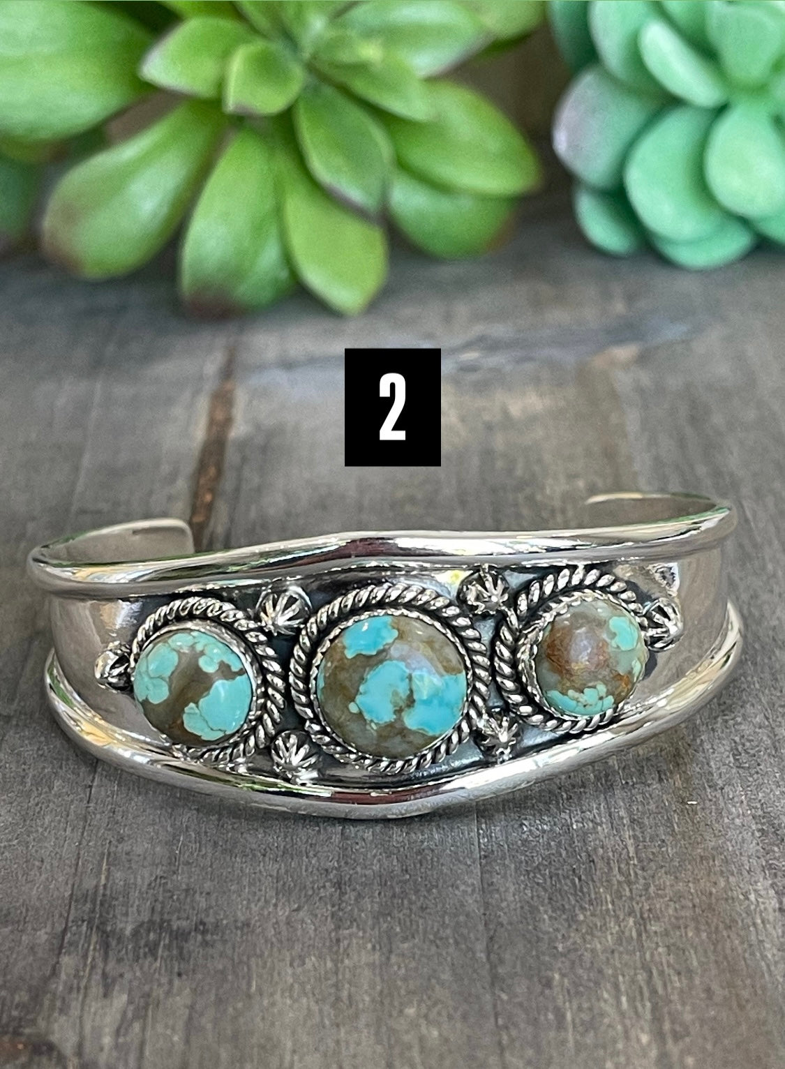 Southwest Handmade Number 8 Turquoise & Sterling Silver Cuff Bracelet