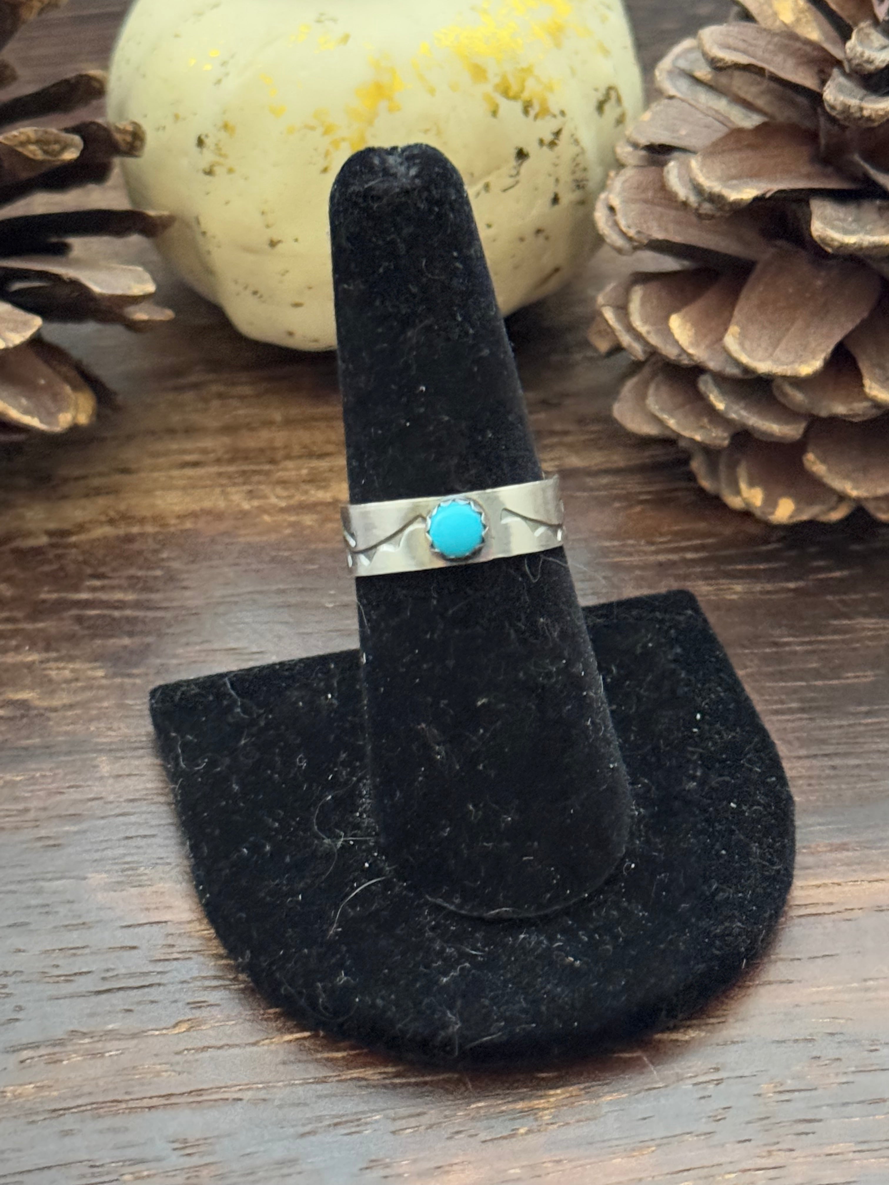 Navajo Made Kingman Turquoise & Sterling Silver Ring