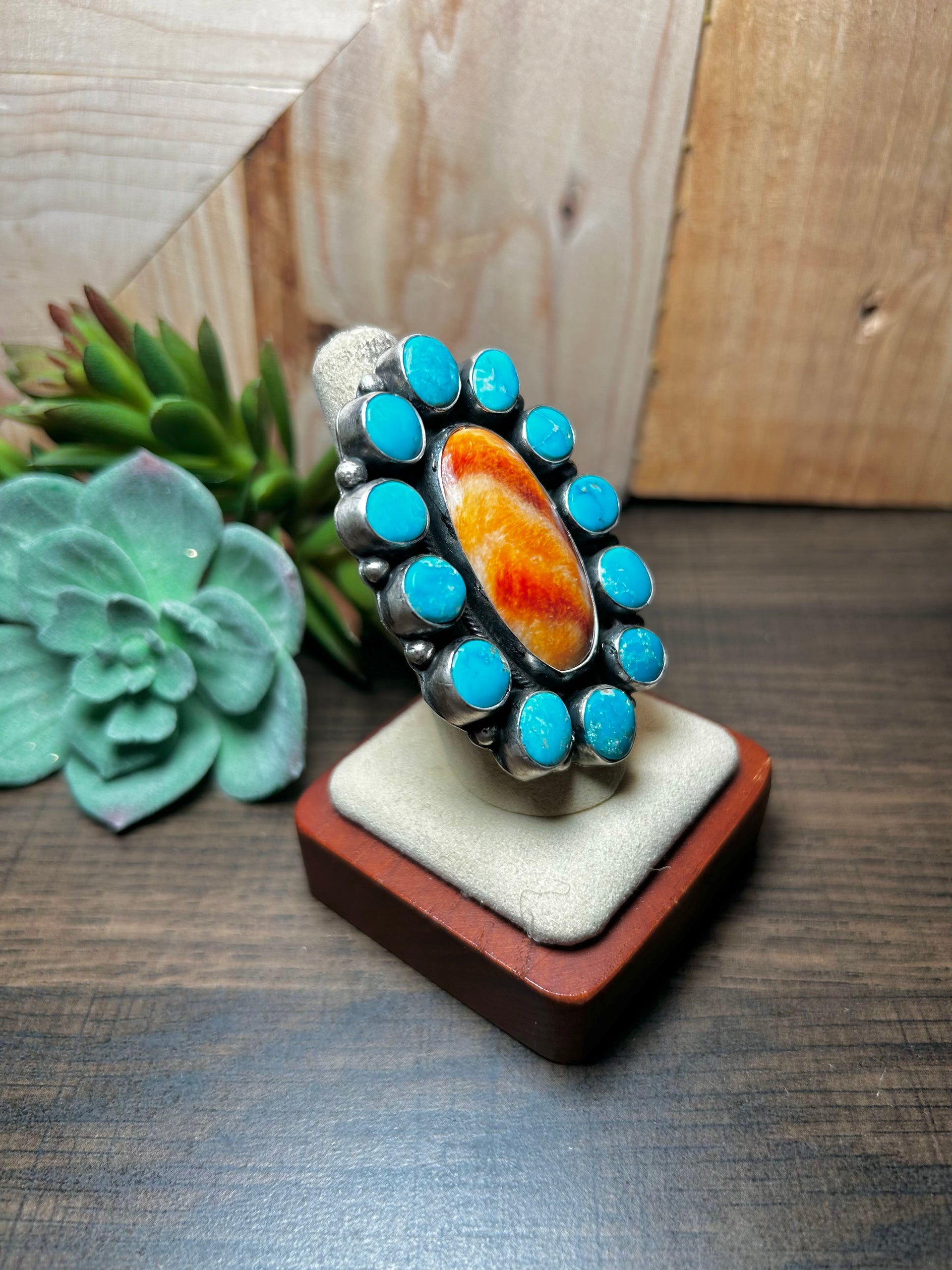 Sheila Becenti Multi Stone & Sterling Silver Adjustable Ring