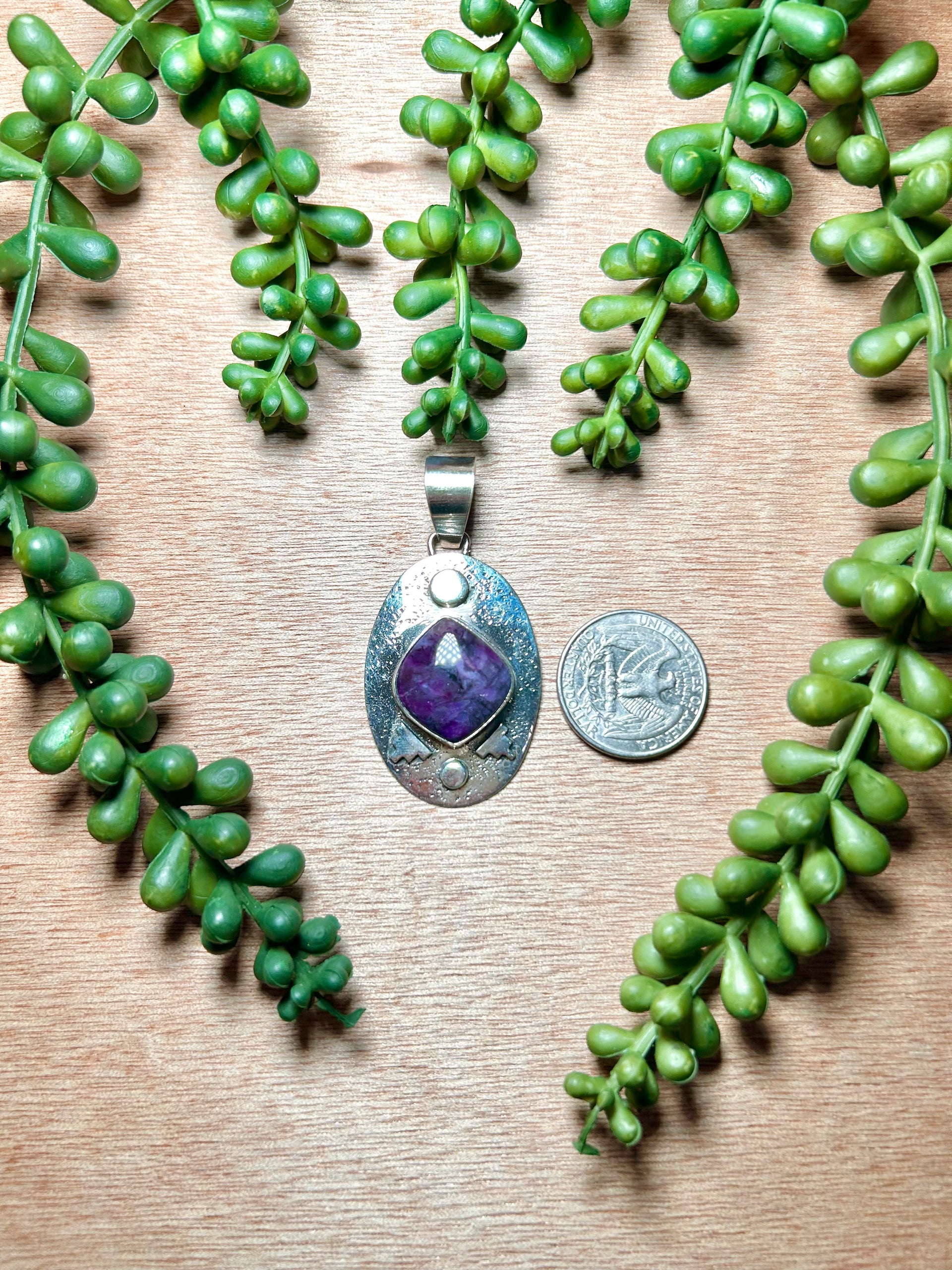 Navajo Made Sngilite  & Sterling Silver Pendant