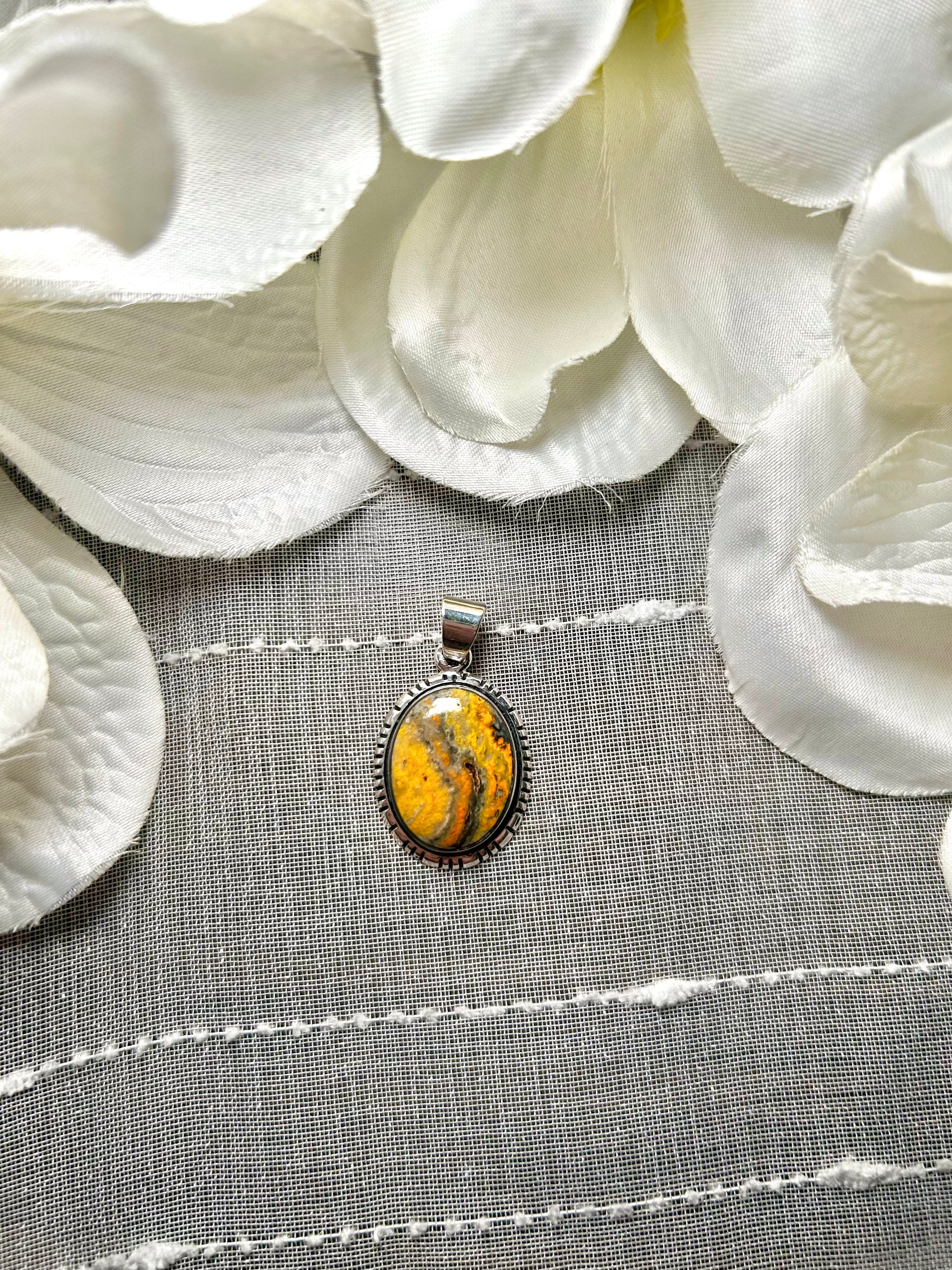 Navajo Made BB Agate & Sterling Silver Pendant