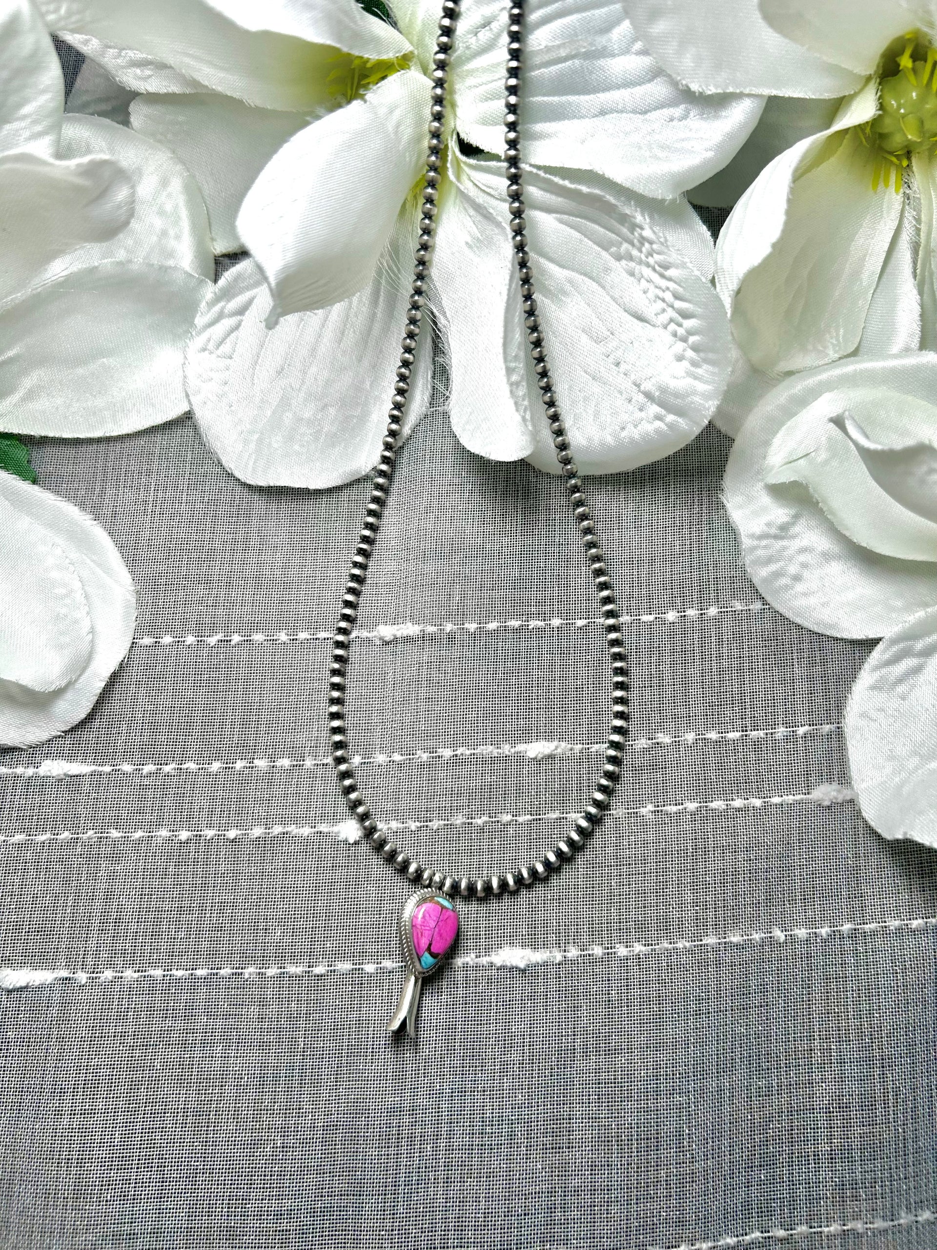 George Rios Cotton Candy Dahlia & Sterling Silver Necklace