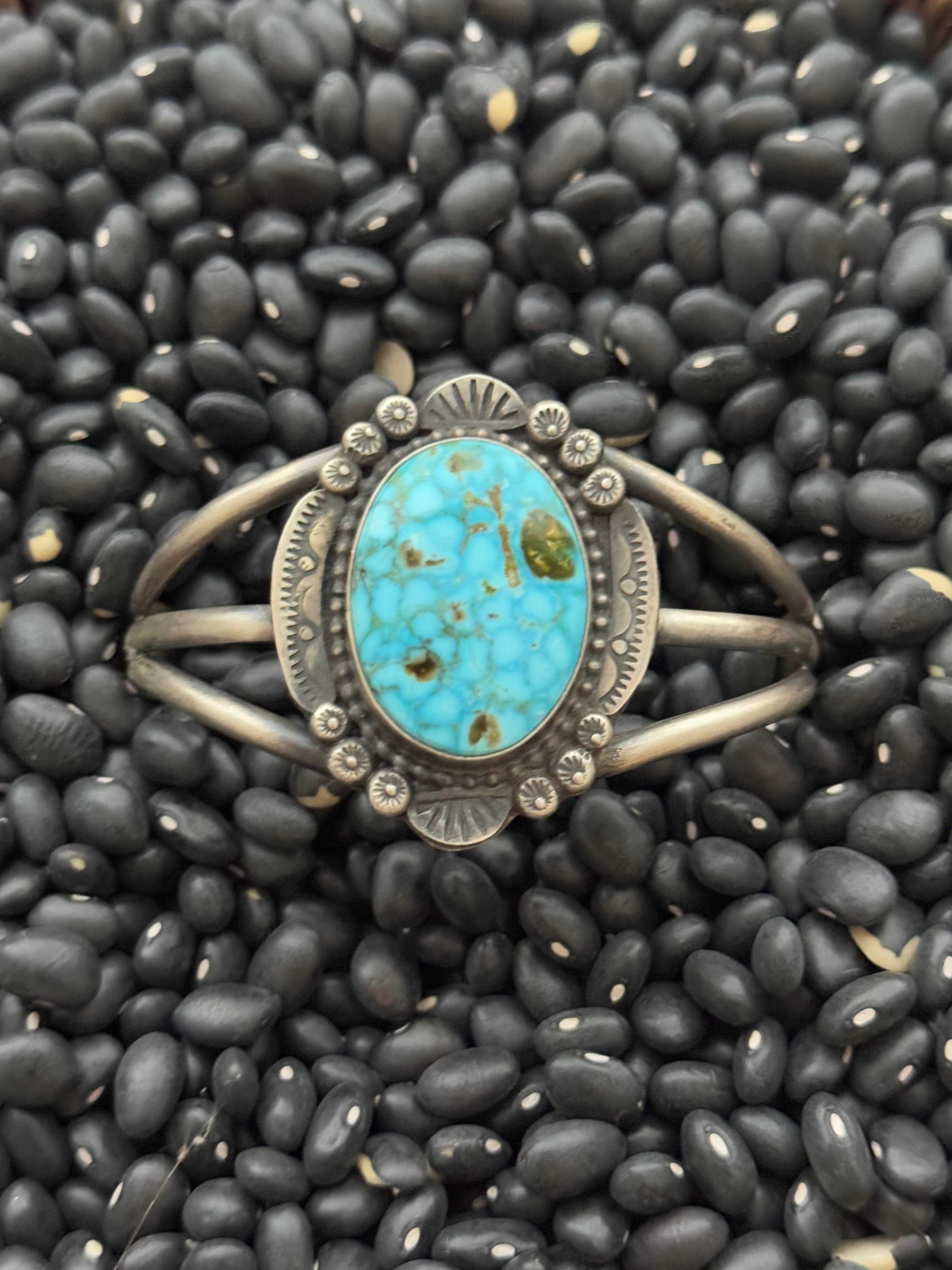 Sheila Becenti Birdseye Kingman Turquoise & Sterling Silver Cuff Bracelet