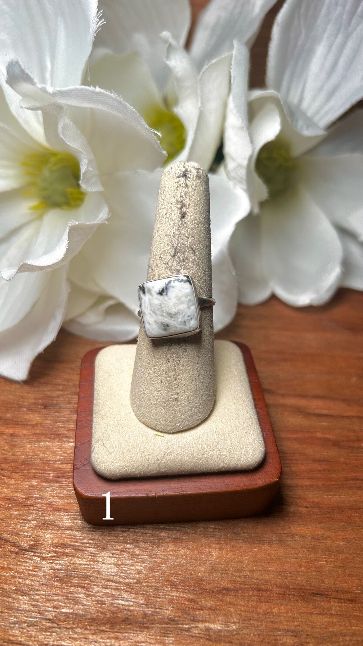 Navajo Made White Buffalo & Sterling Silver Ring