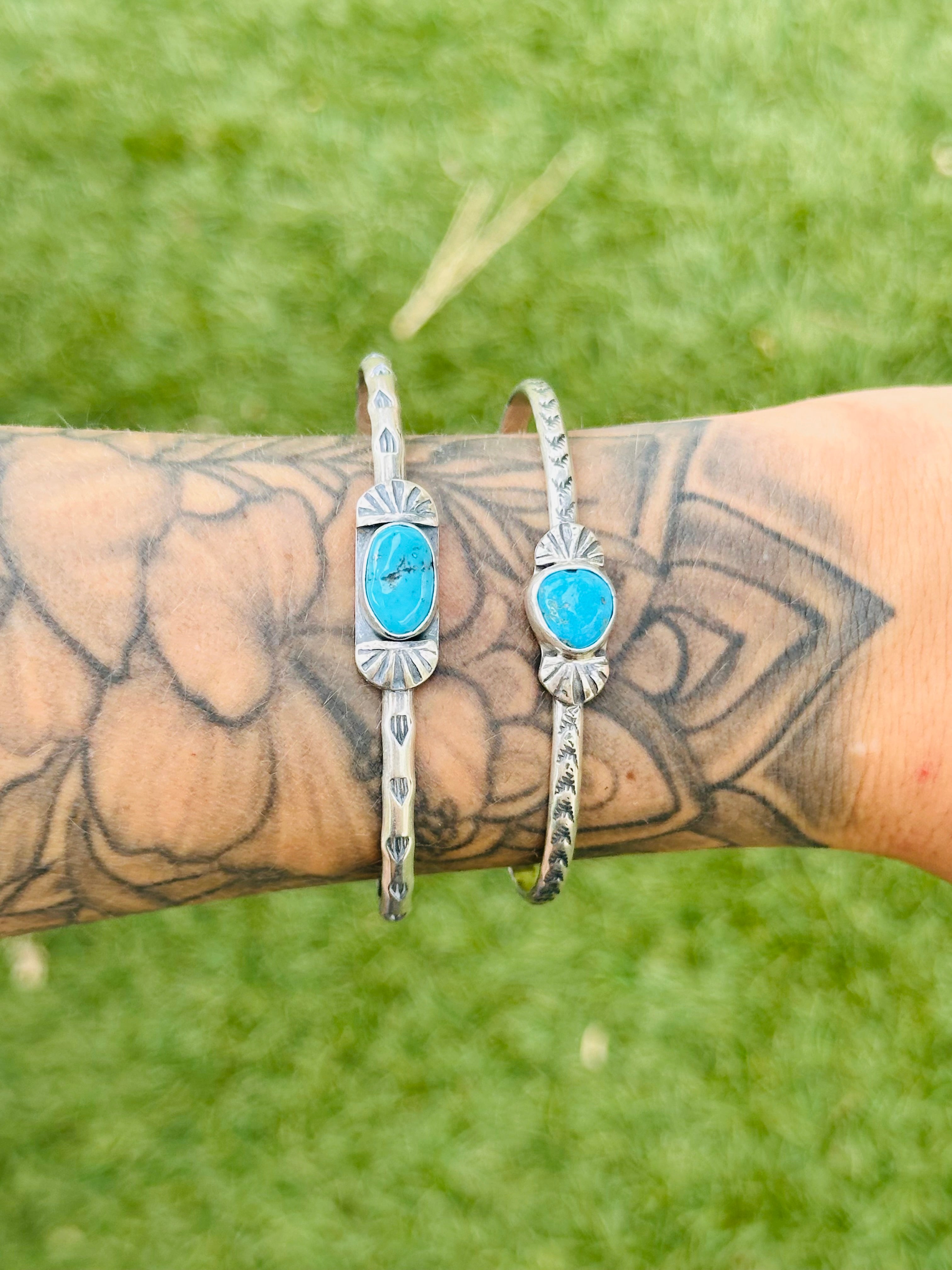 Navajo Made Kingman Turquoise & Sterling Silver Cuff Bracelet