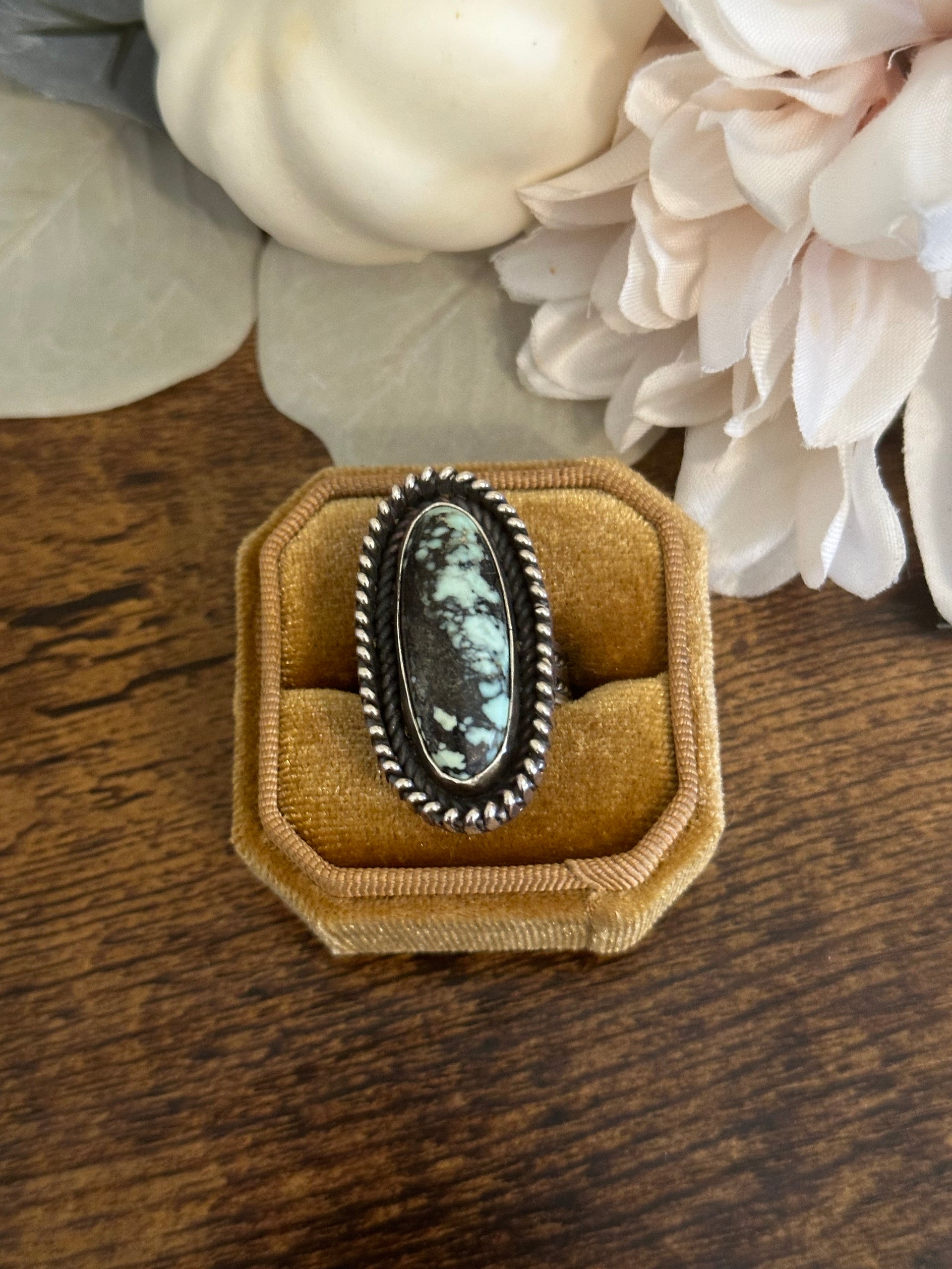 Navajo Made New Lander Varicsite & Sterling Silver Ring Size 7.25