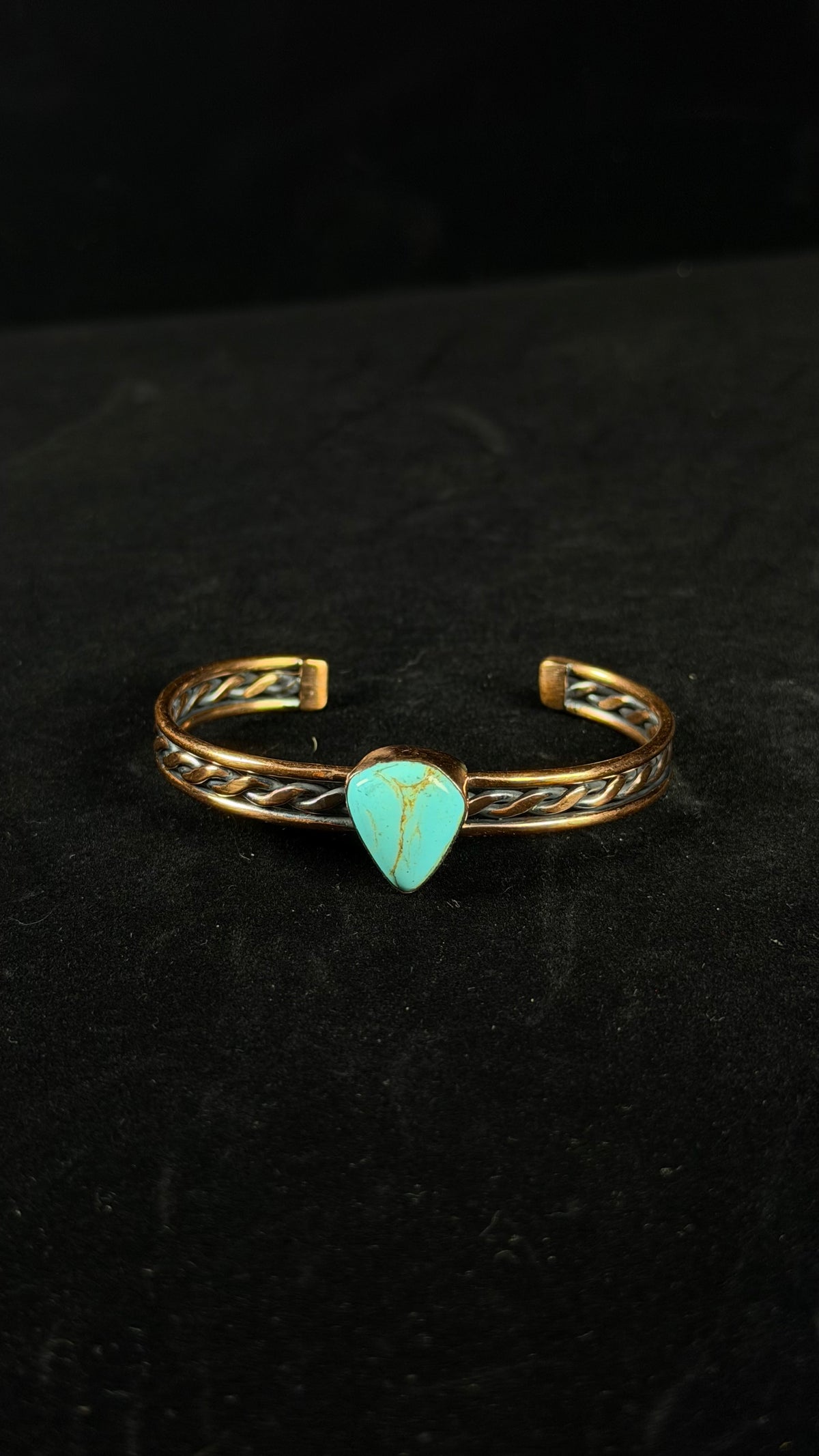Navajo Made Kingman Turquoise & Copper Cuff Bracelet