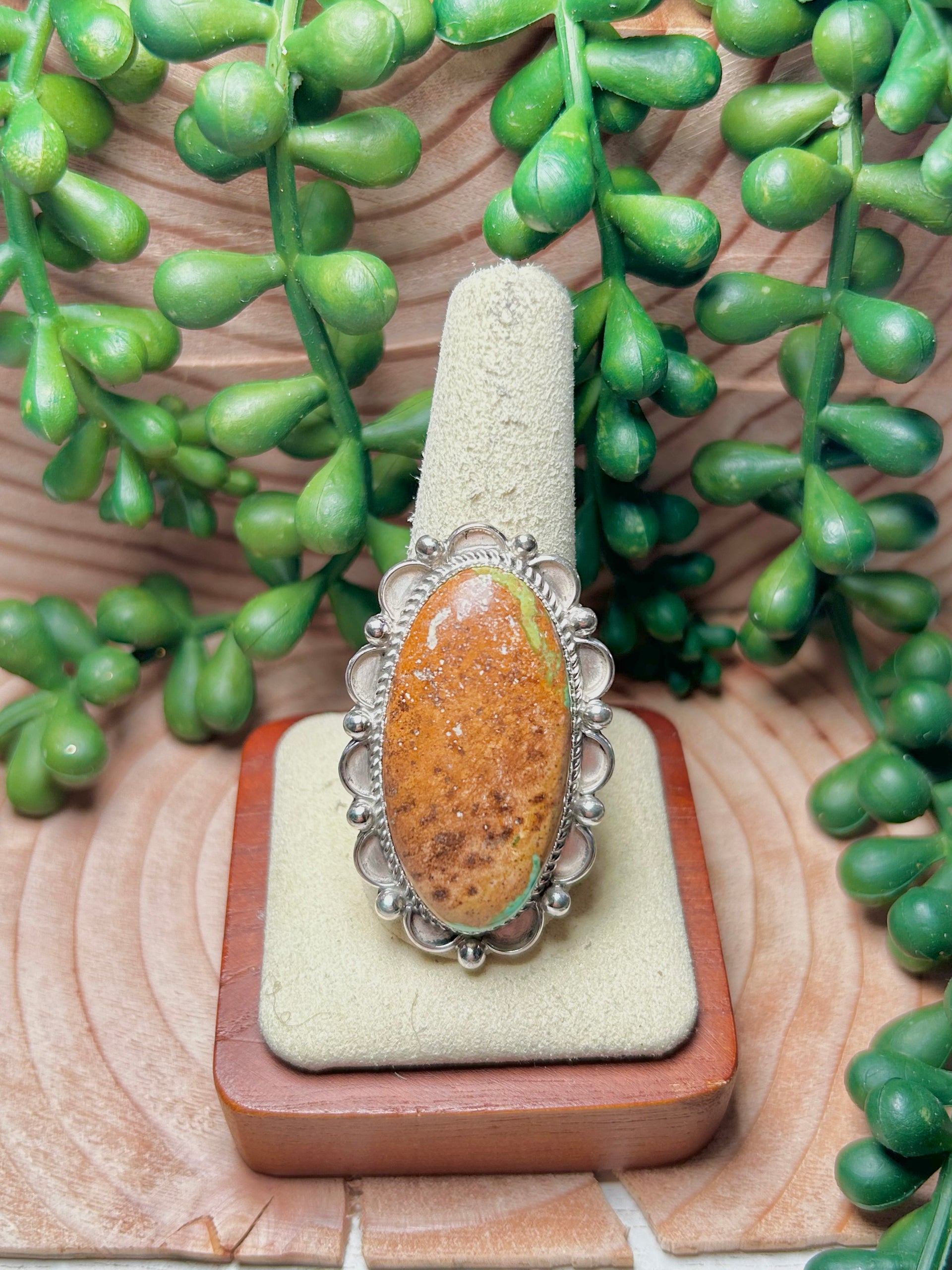 Navajo Made Evans Turquoise & Sterling Sliver Ring Size 9.25