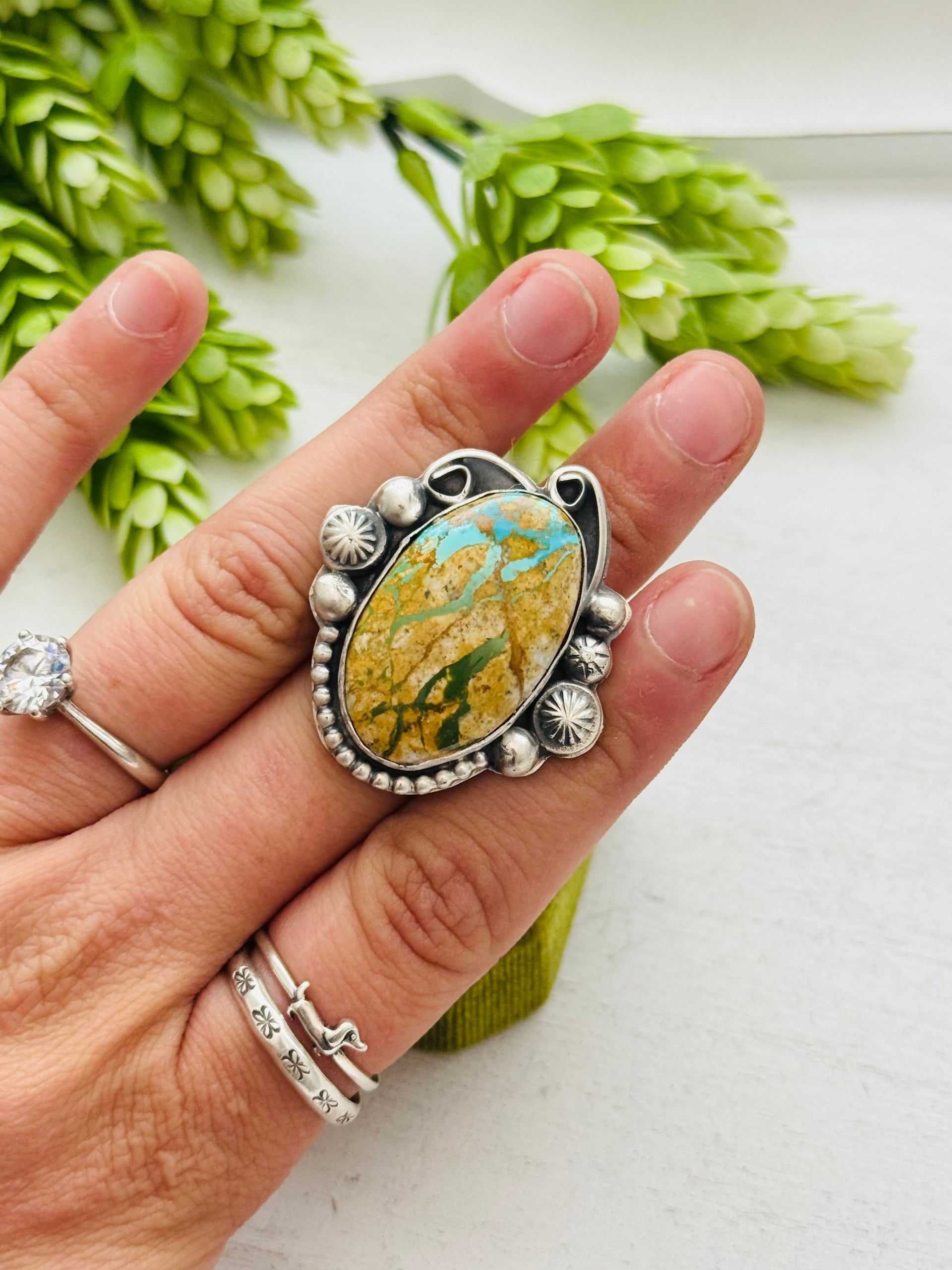 Bobby Johnson Royston Turquoise & Sterling Silver Ring Size 8