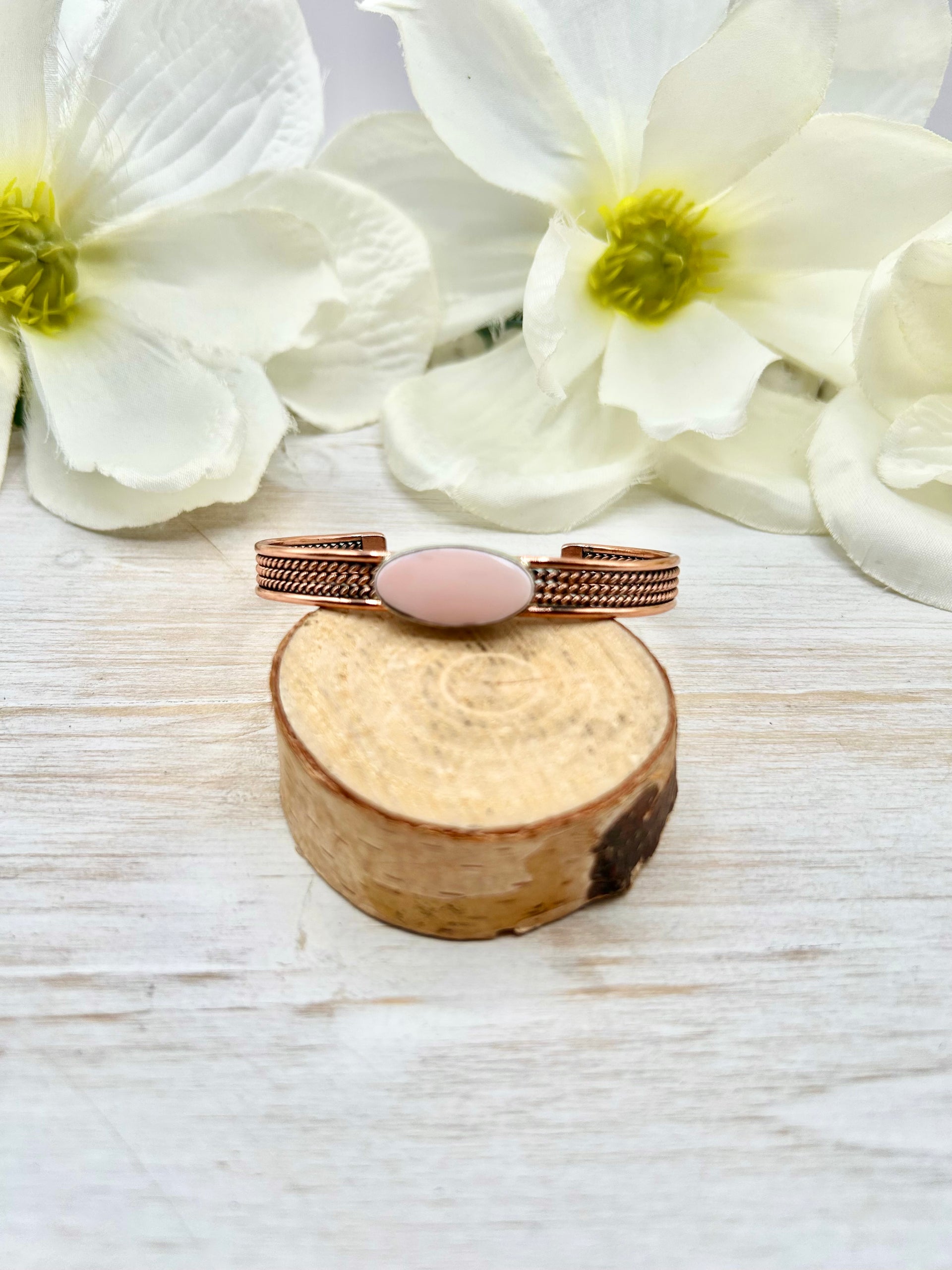Navajo Made Pink Conch & Copper Cuff Bracelet