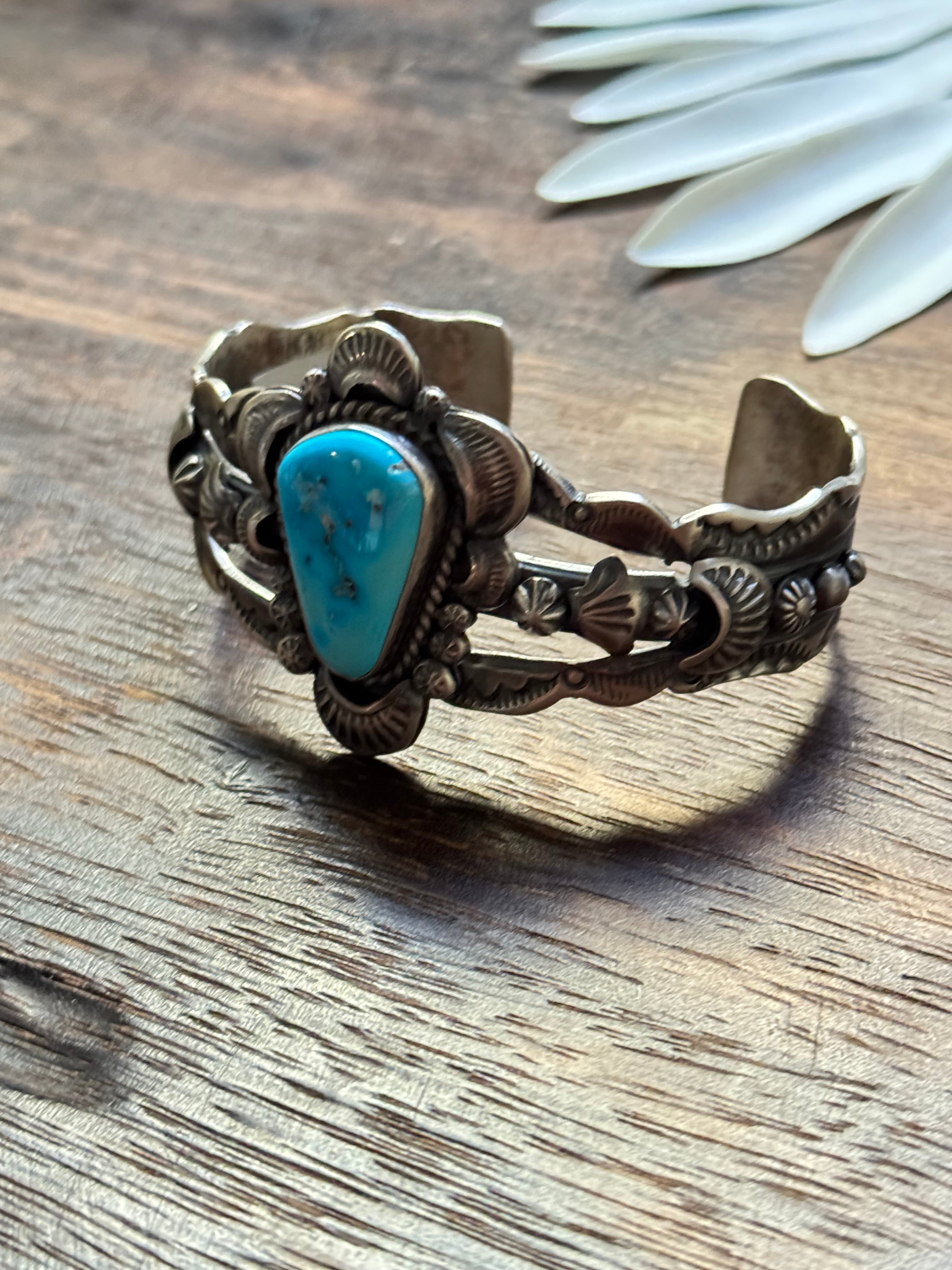 Gilbert Tom Valley Blue Turquoise & Sterling Silver Cuff Bracelet