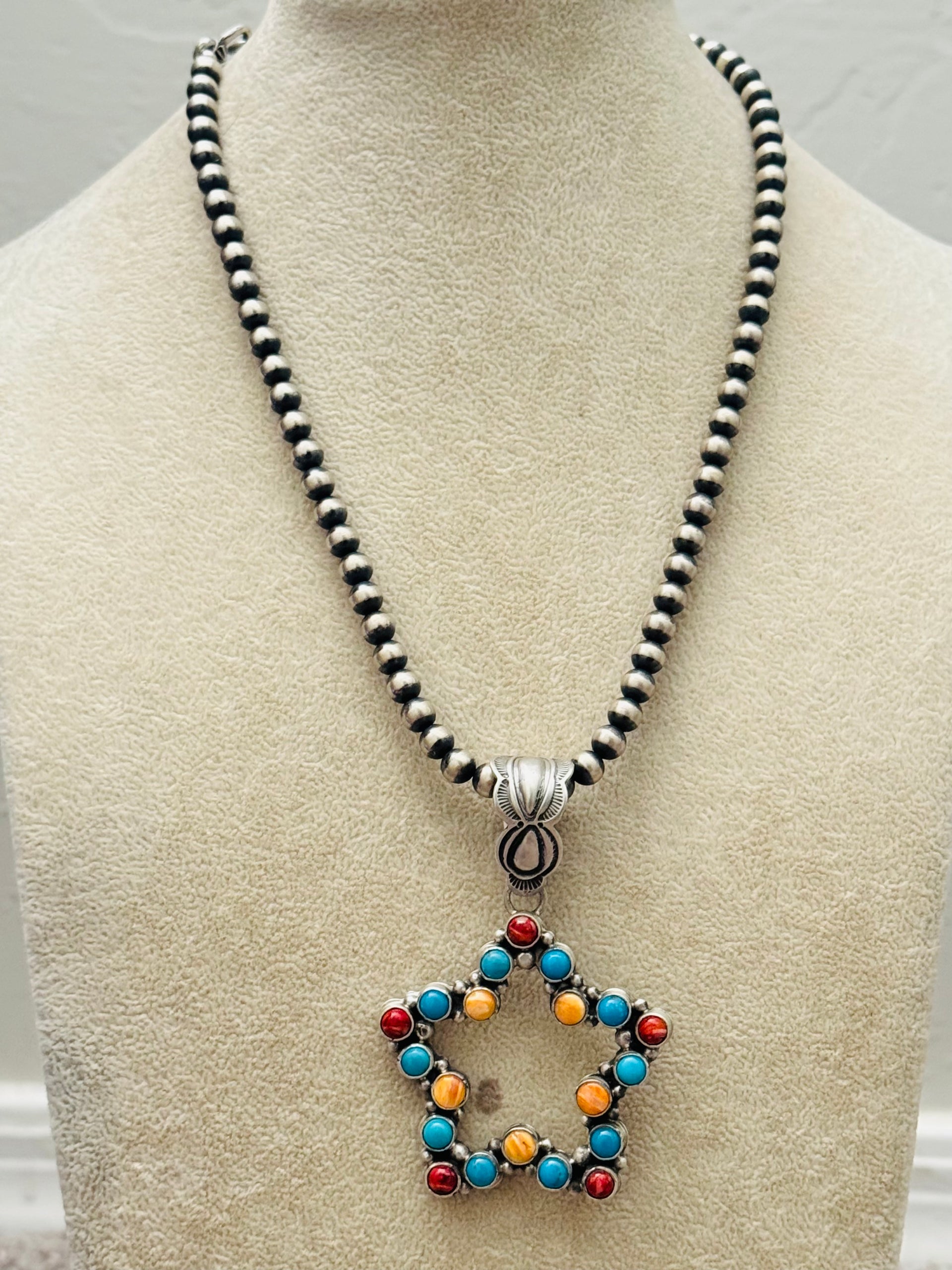 Charles Johnson Multi Stone & Sterling Silver Star Pendant