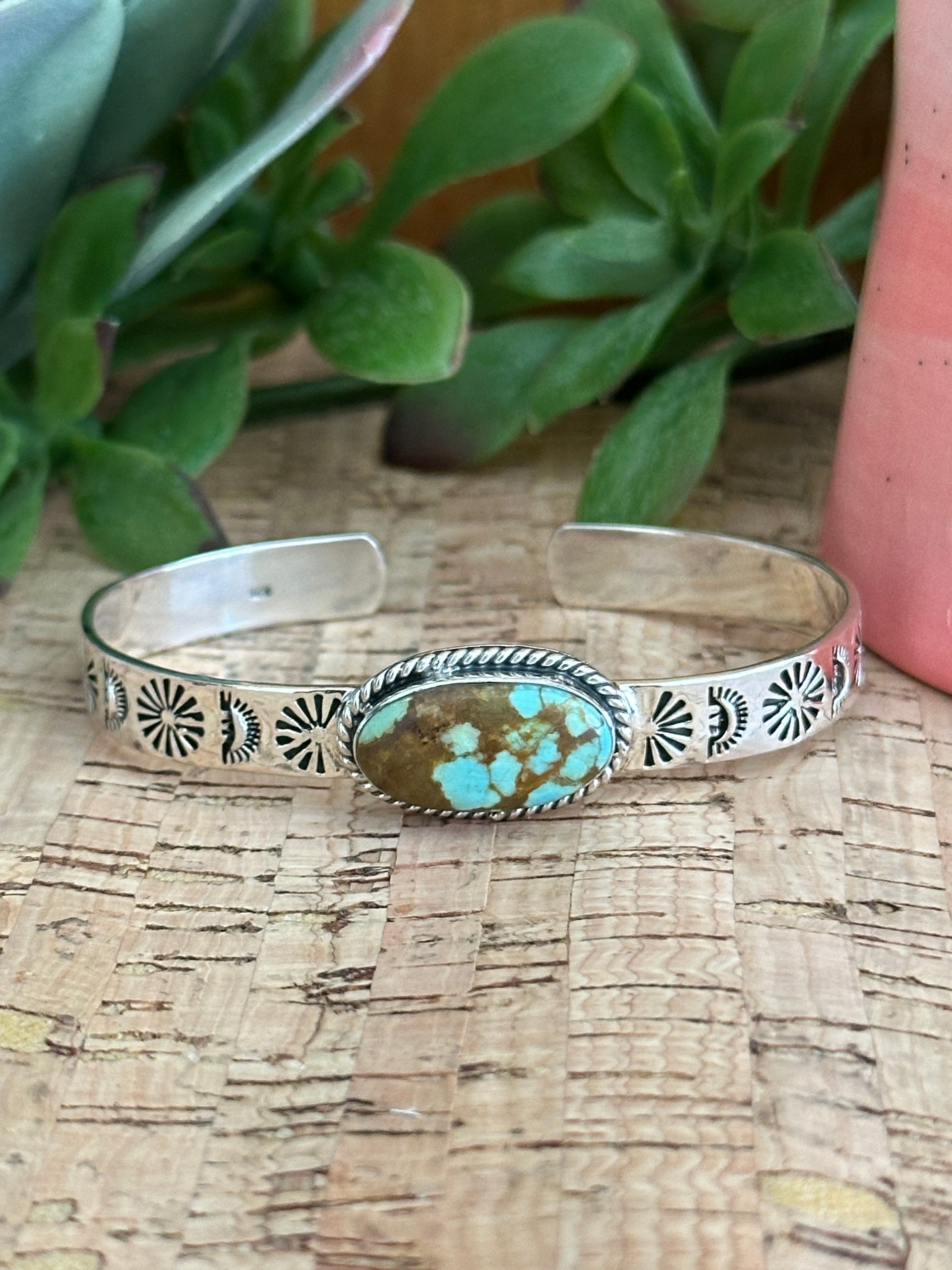 Southwest Made #8 Turquoise & Sterling Silver Cuff Bracelet