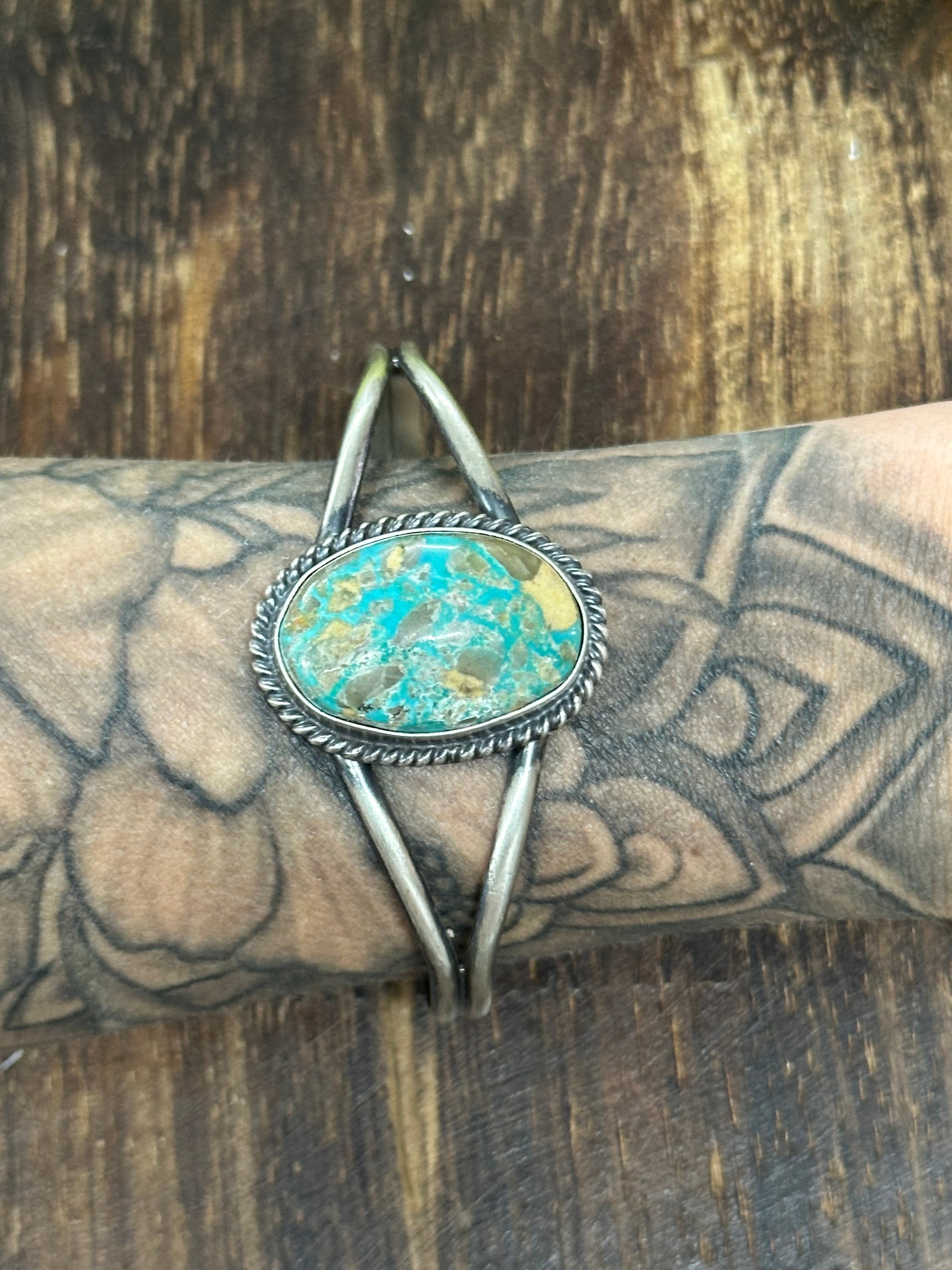 Dave Skeets Pilot Mountain Turquoise & Sterling Silver Cuff Bracelet