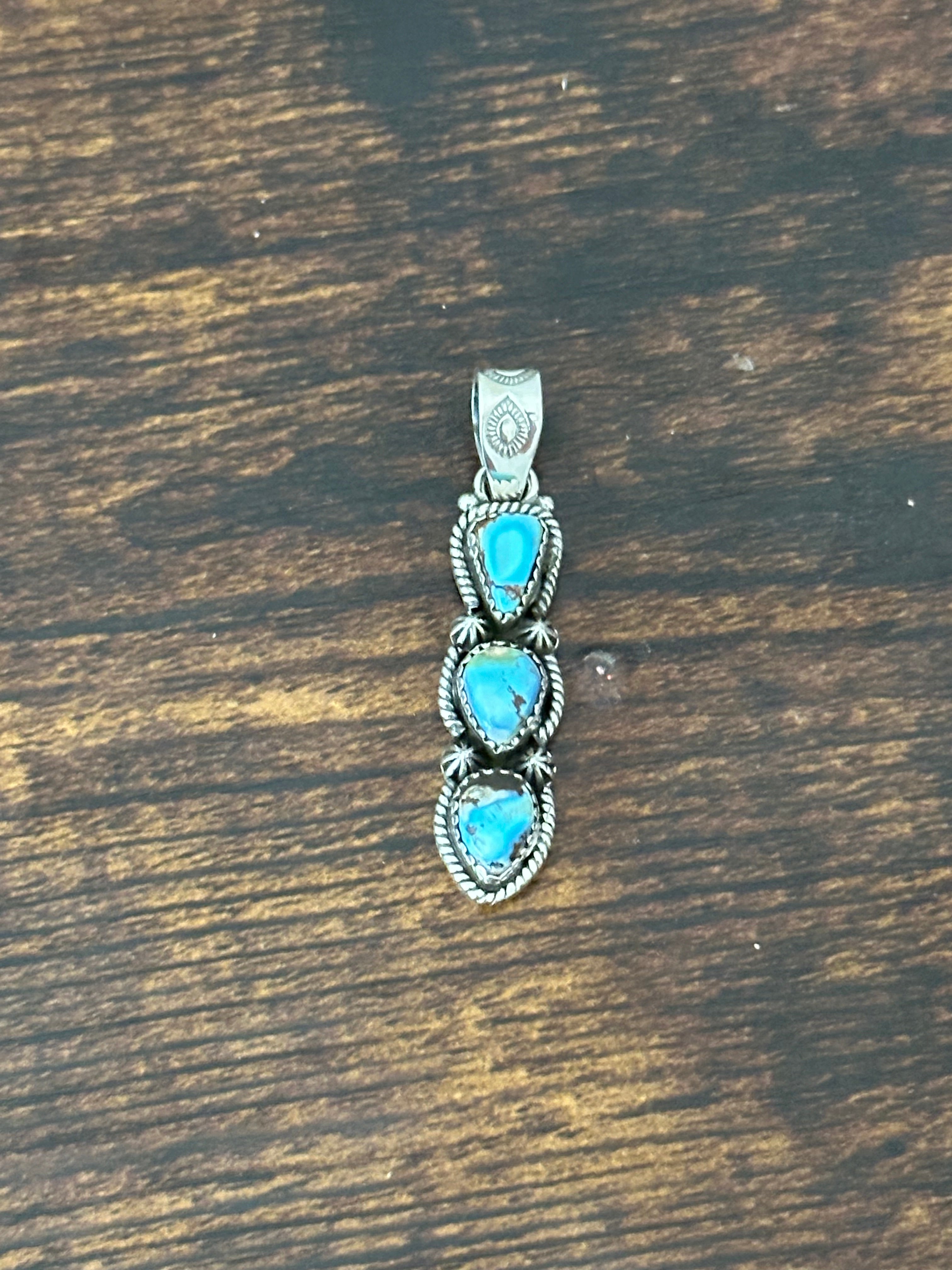 Southwest Handmade Golden Hills Turquoise & Sterling Silver Pendant