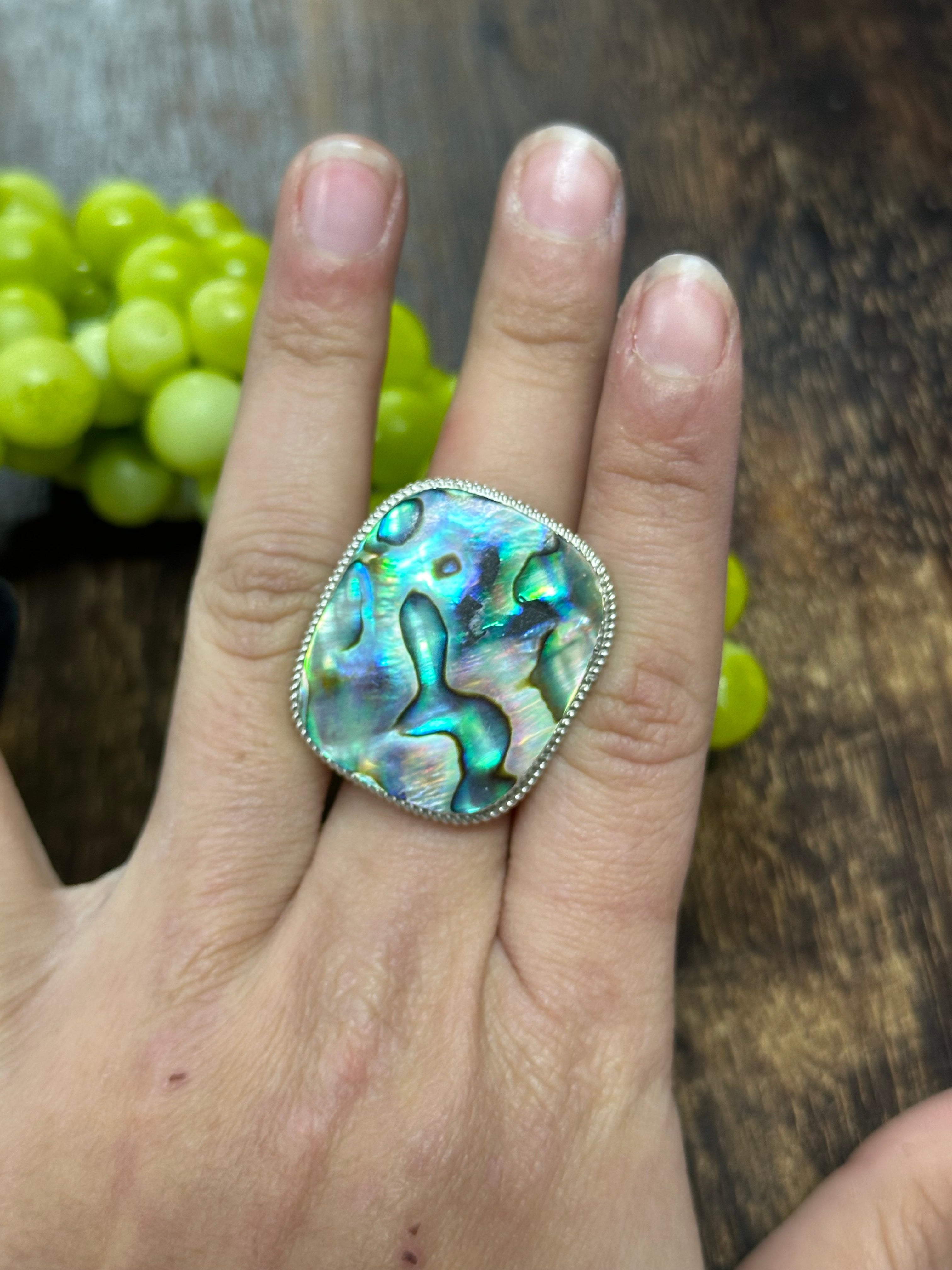 Reda Galvan Abalone & Sterling Silver Ring Size 9.25