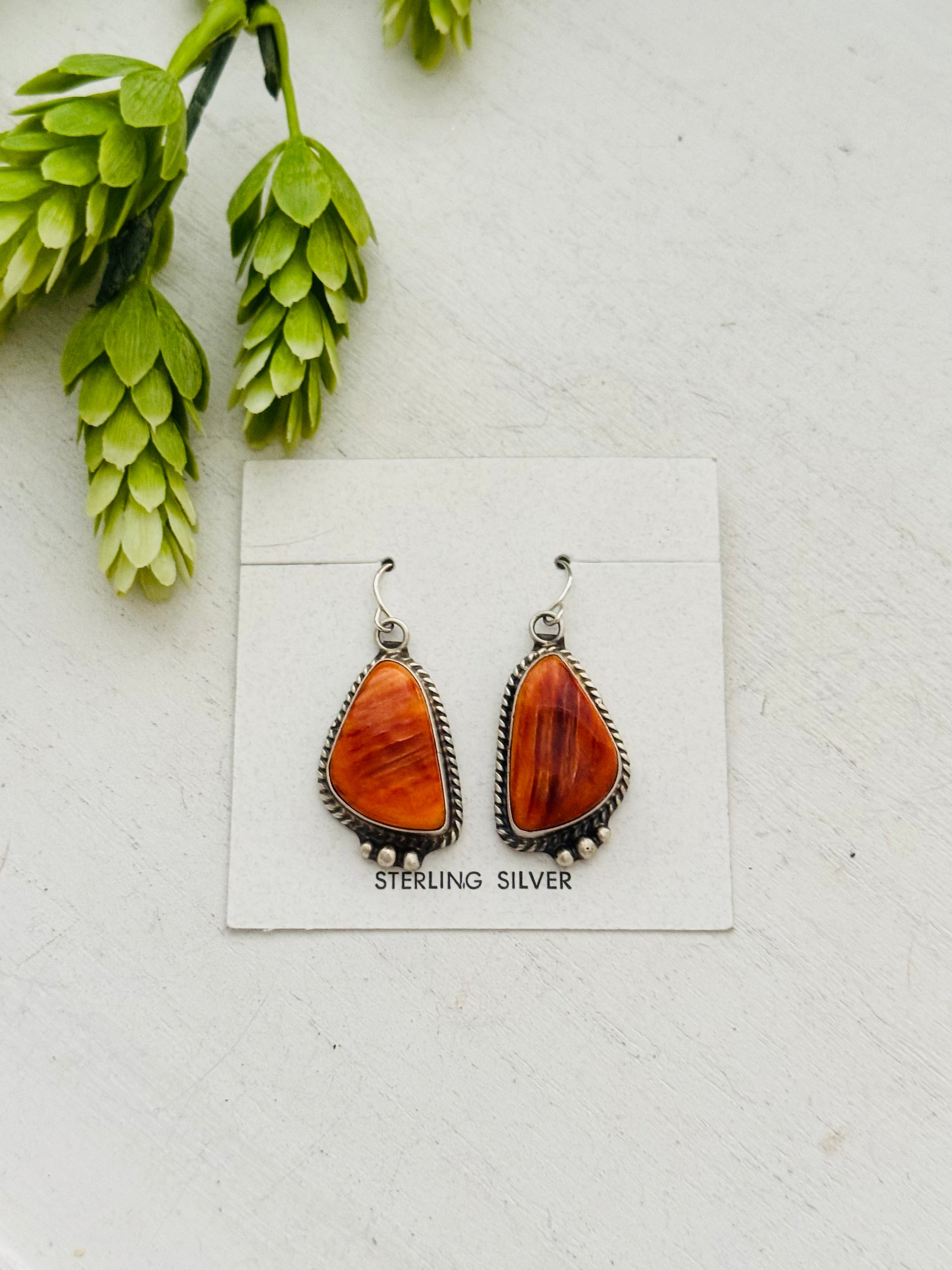 Judith Dixon Spiny Oyster & Sterling Silver Dangle Earrings