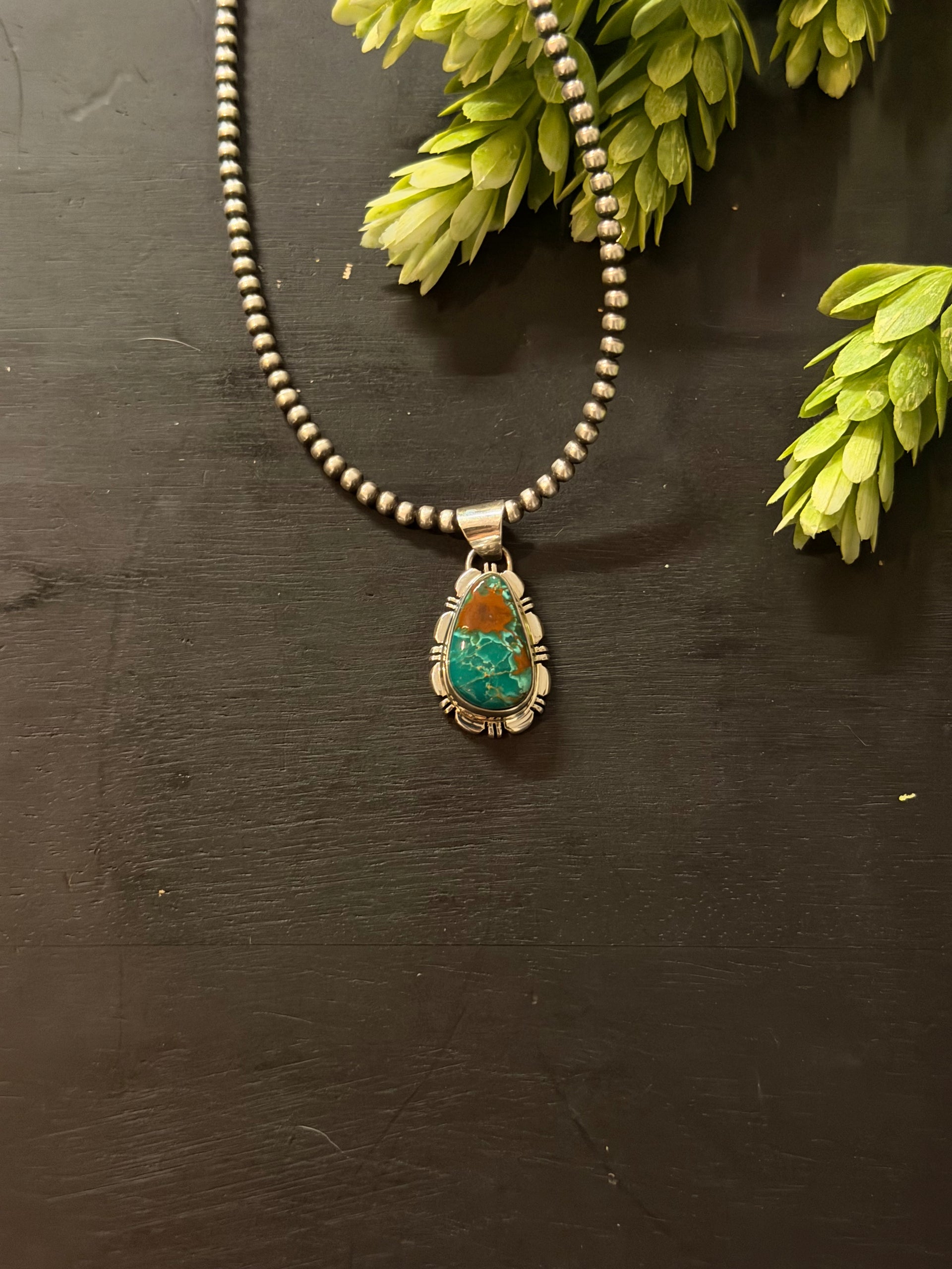 Navajo Made Sierra Vista Turquoise & Sterling Silver Pendant