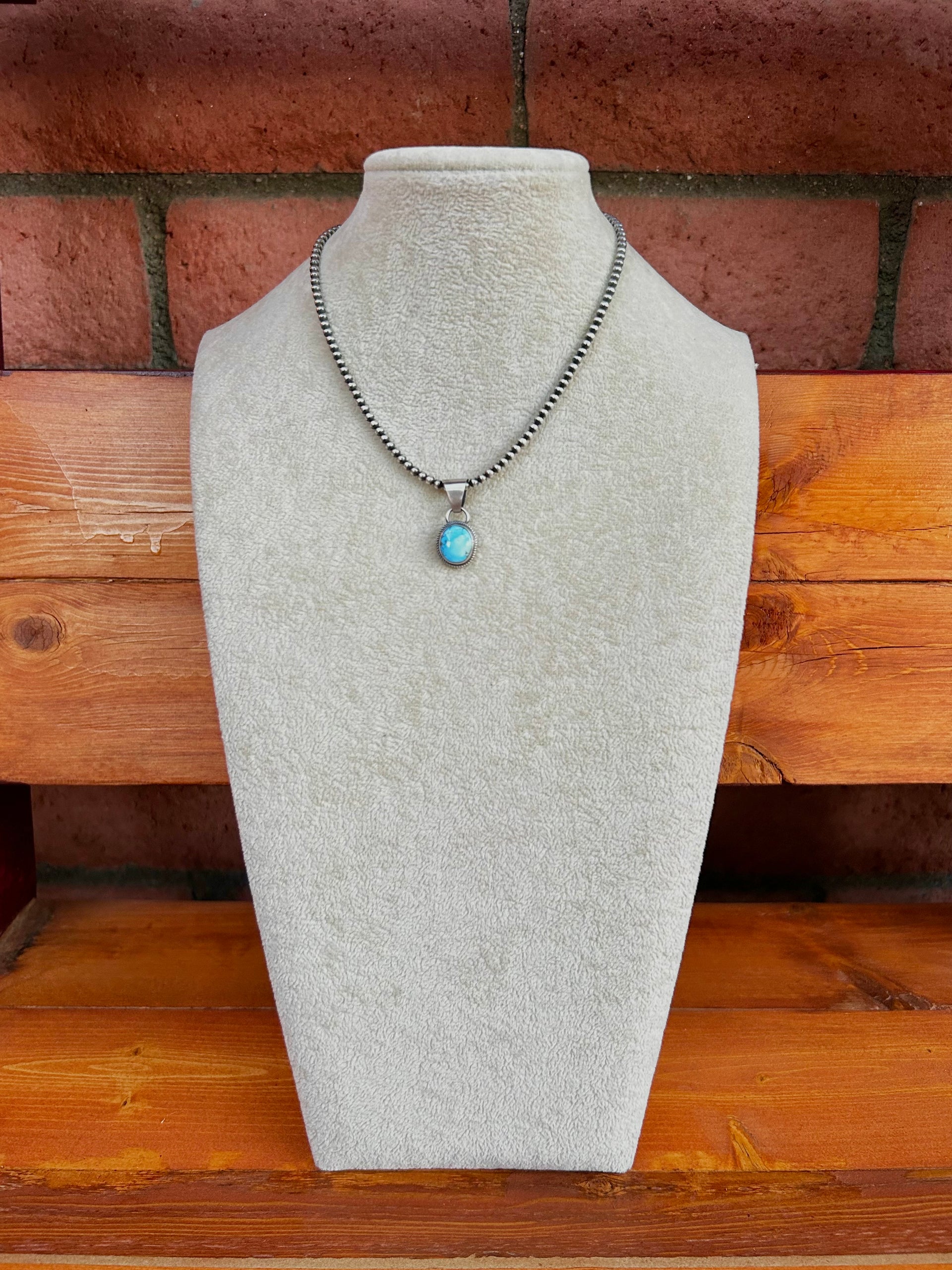 Navajo Made Golden Hill’s Turquoise & Sterling Silver Pendant