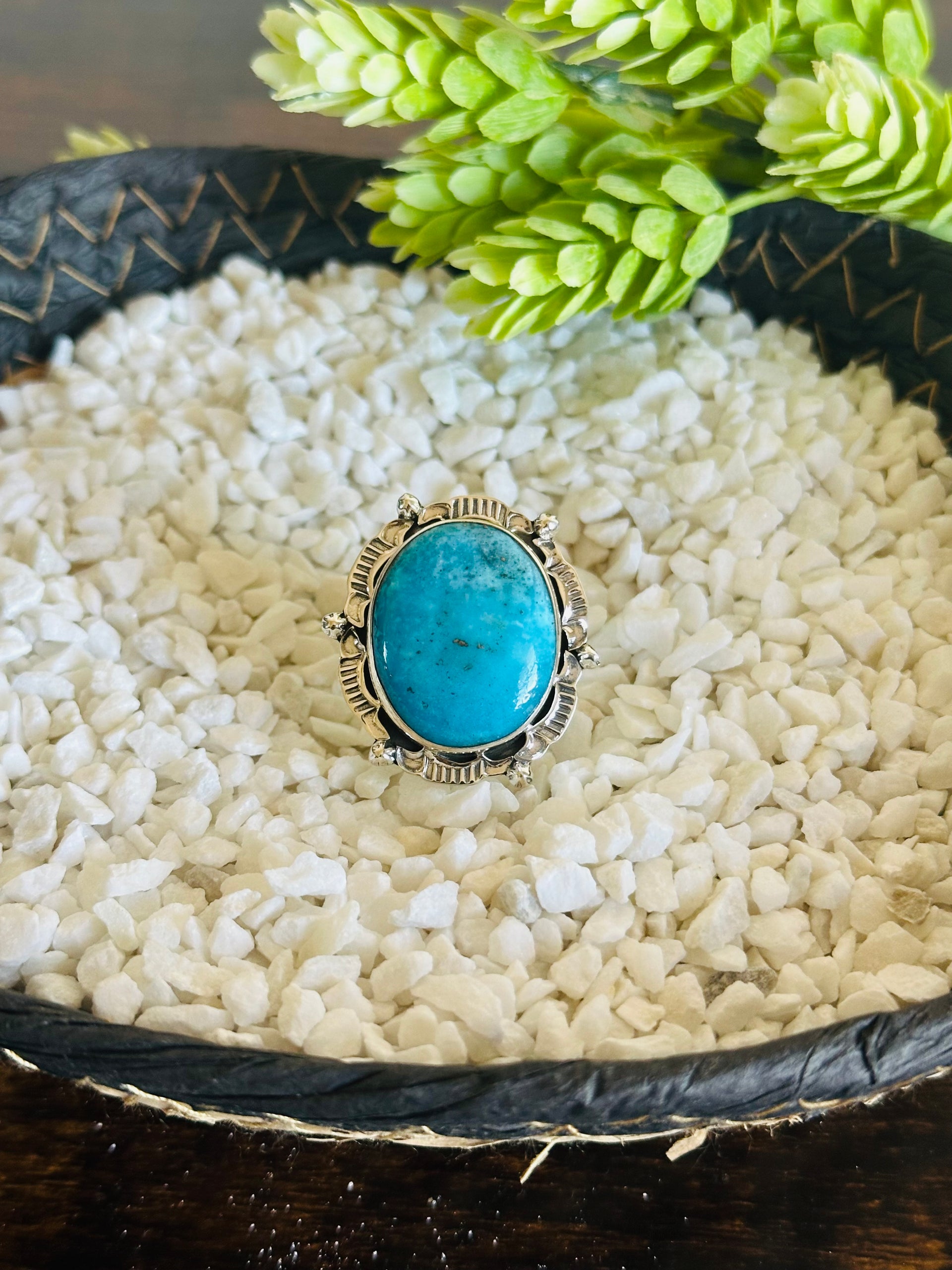 TTD Blue Ridge Turquoise & Sterling Silver Adjustable Ring