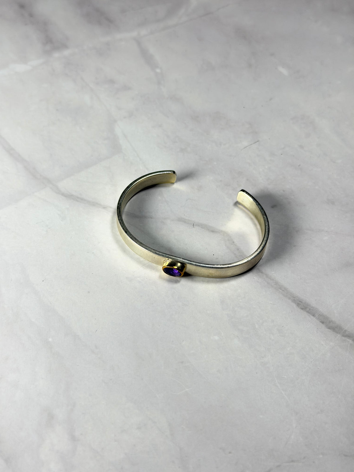 Greg Yazzie 12K Gold Filled Amethyst & Sterling Silver Cuff Bracelet