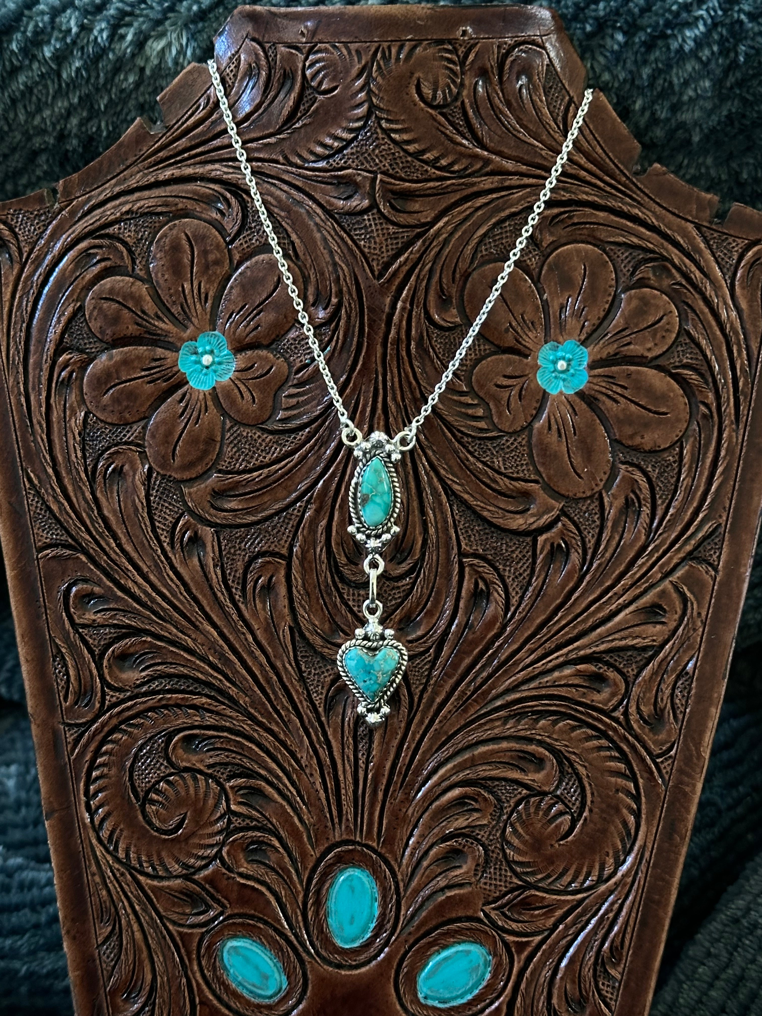 Southwest Handmade Emerald Valley Turquoise & Sterling Silver Necklace