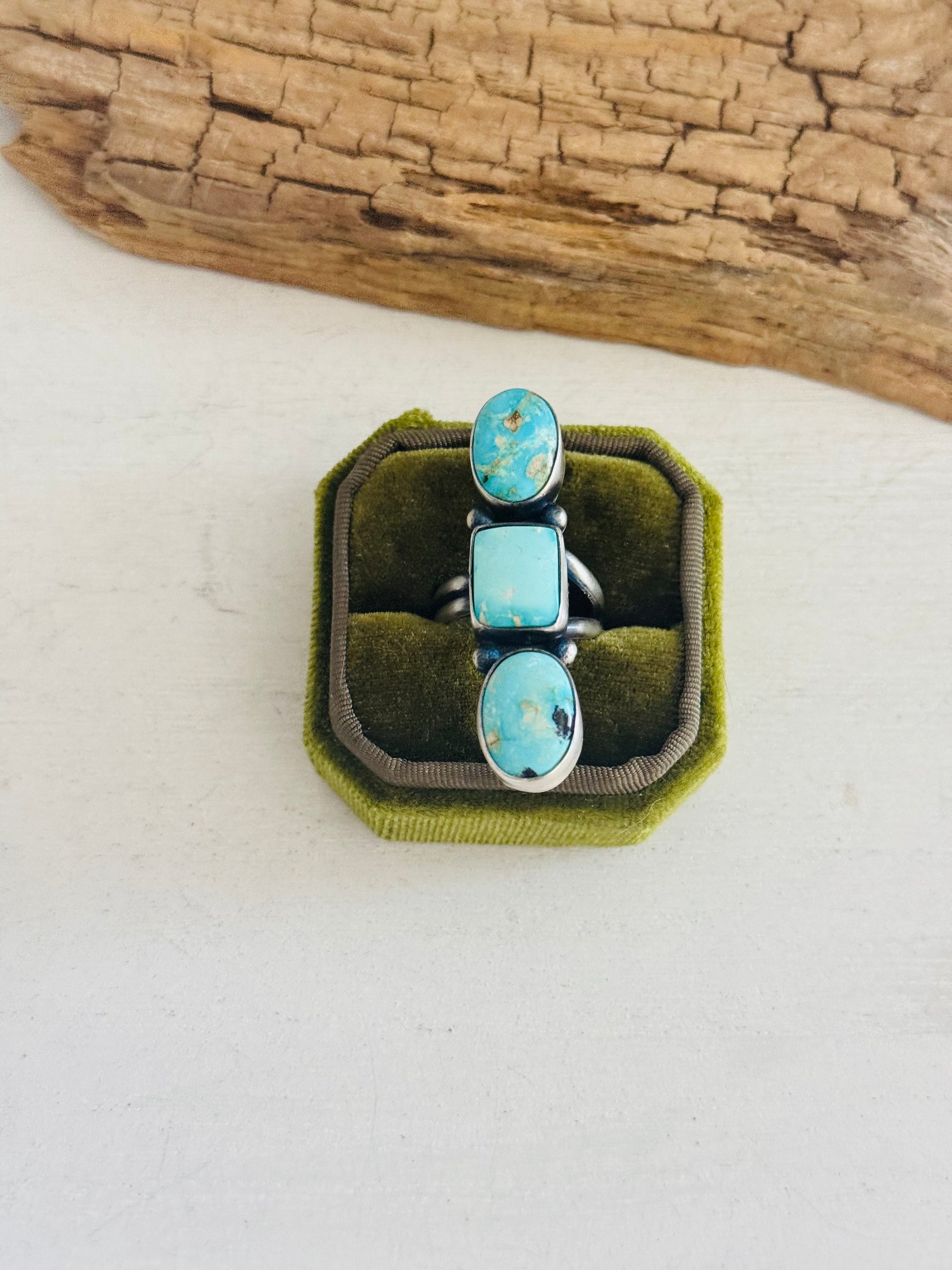 Jameson Garcia Royston Turquoise & Sterling Silver Adjustable Cluster Ring