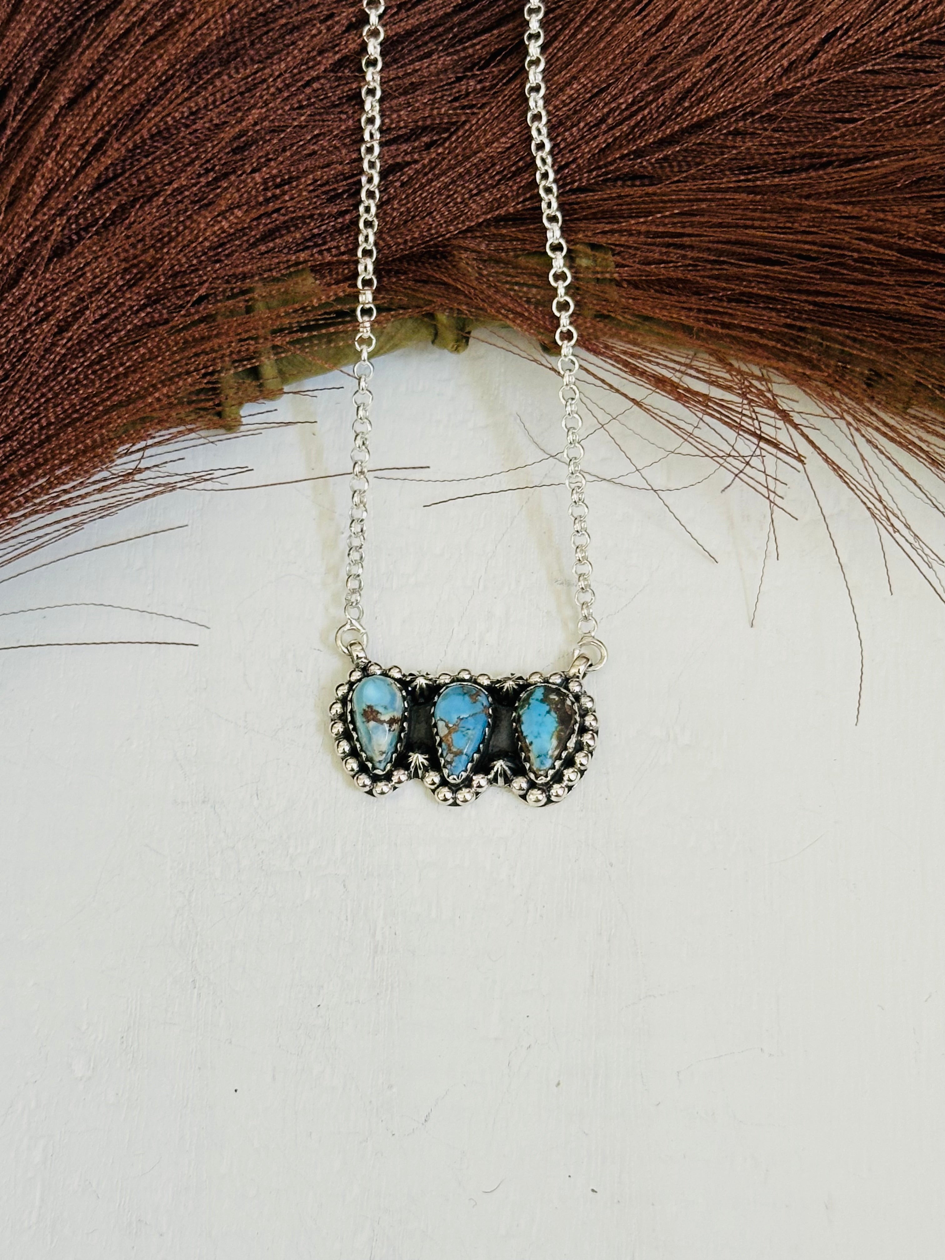 TTD “Array” Golden Hills Turquoise & Sterling Silver Necklace