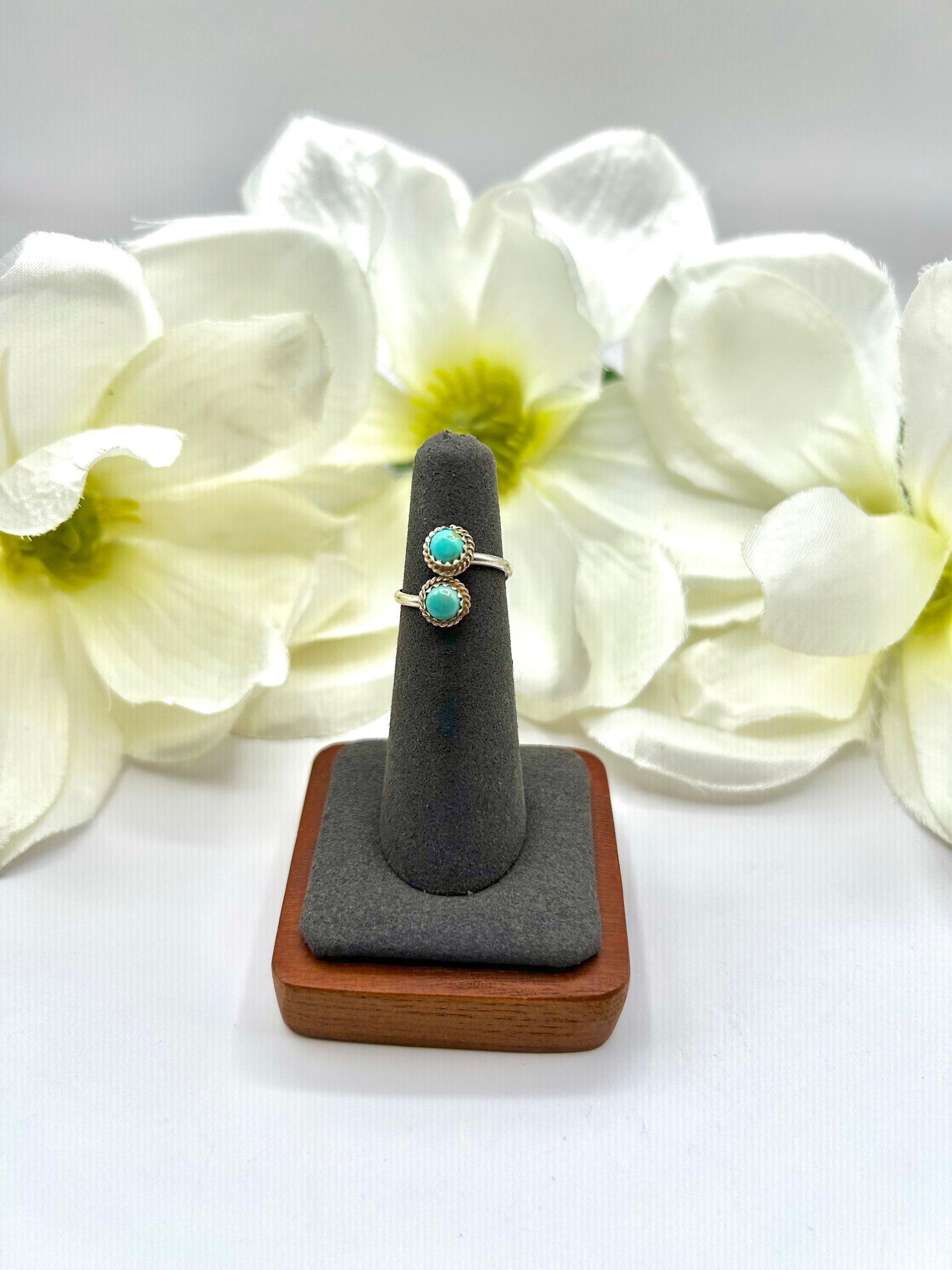 Navajo Made Kingman Turquoise & Sterling Silver Adjustable Ring
