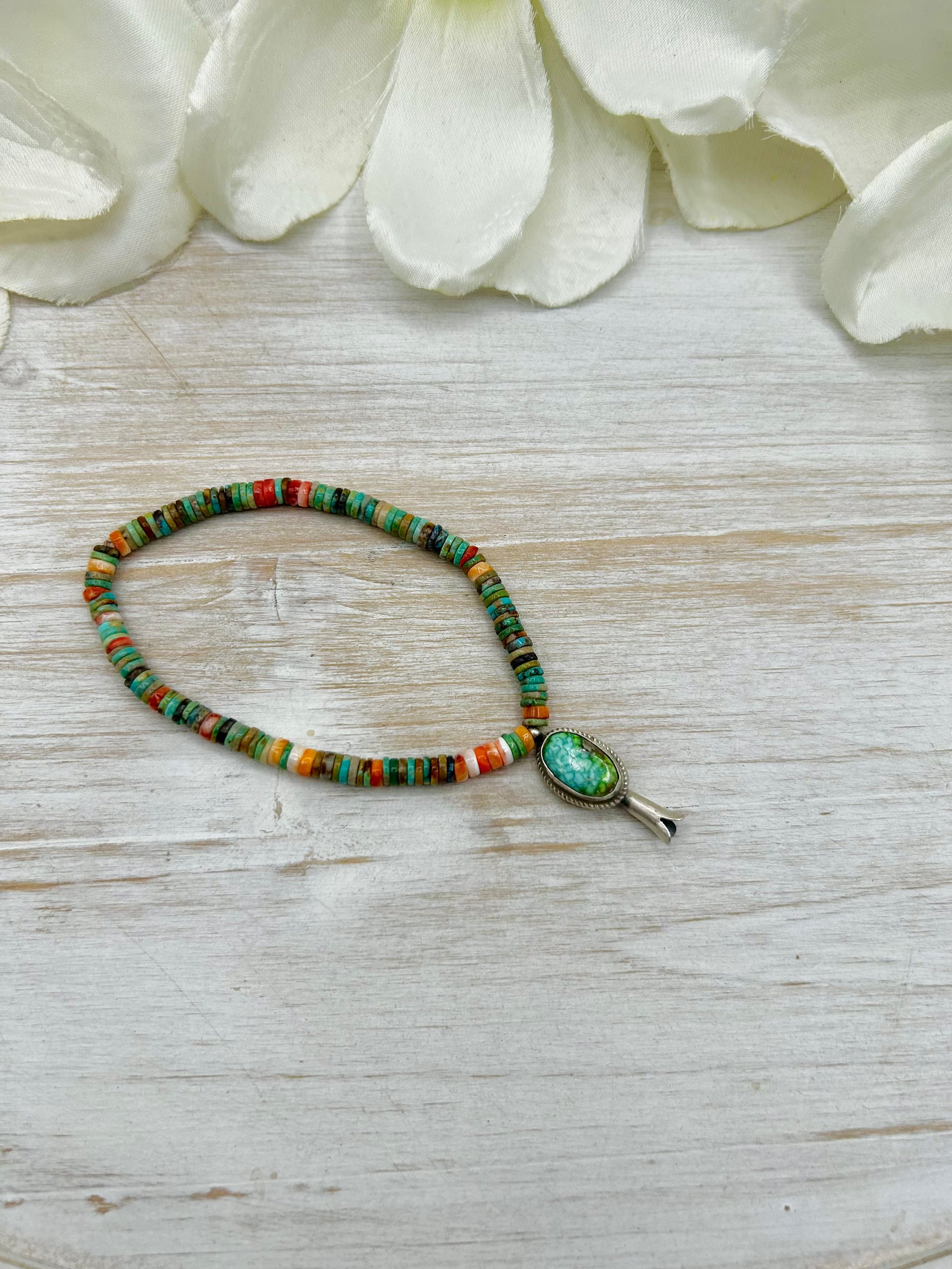 George Rios Multi Stone & Sterling Silver Stretchy Bracelet