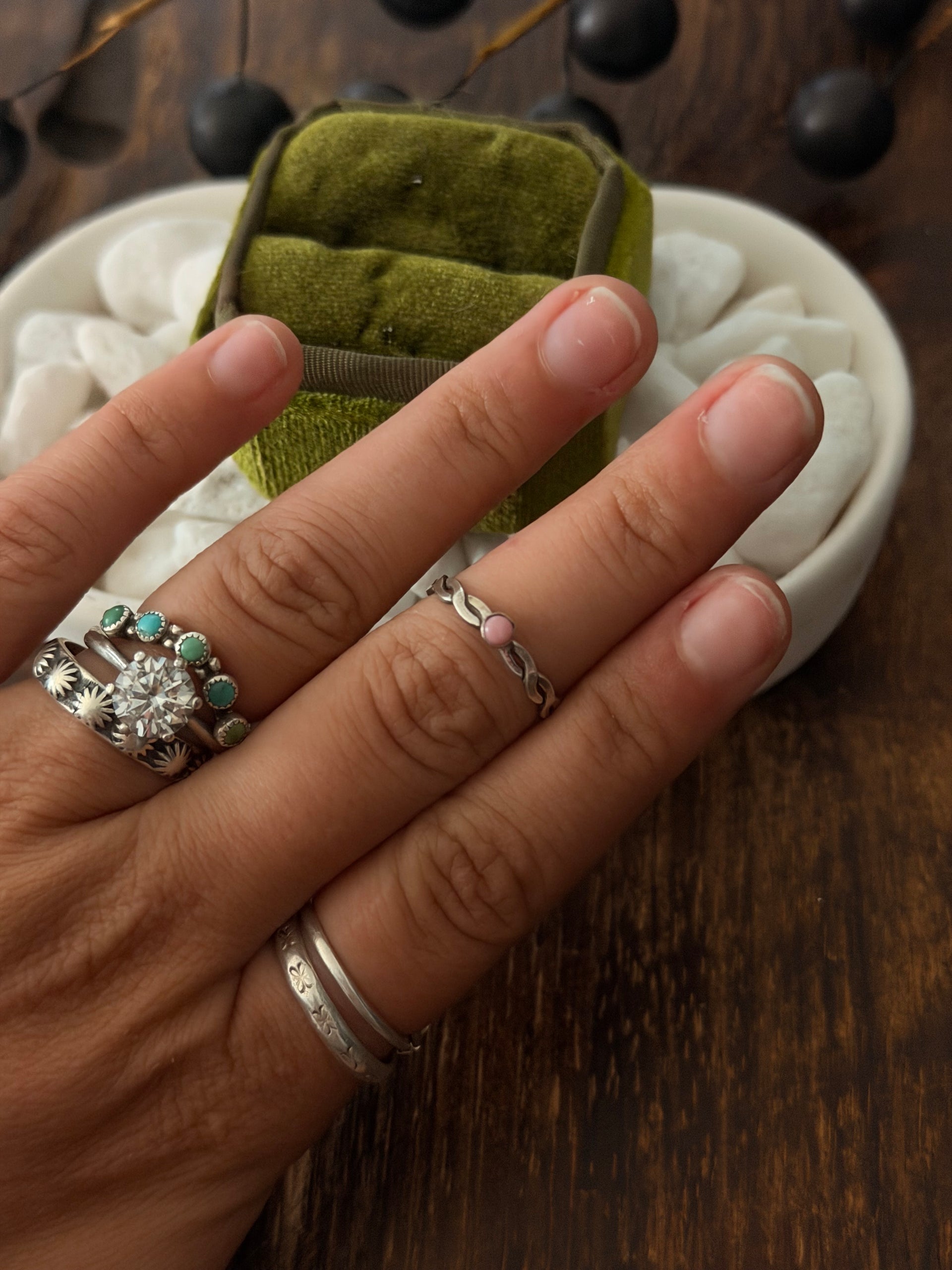 Navajo Made Pink Conch & Sterling Silver Ring