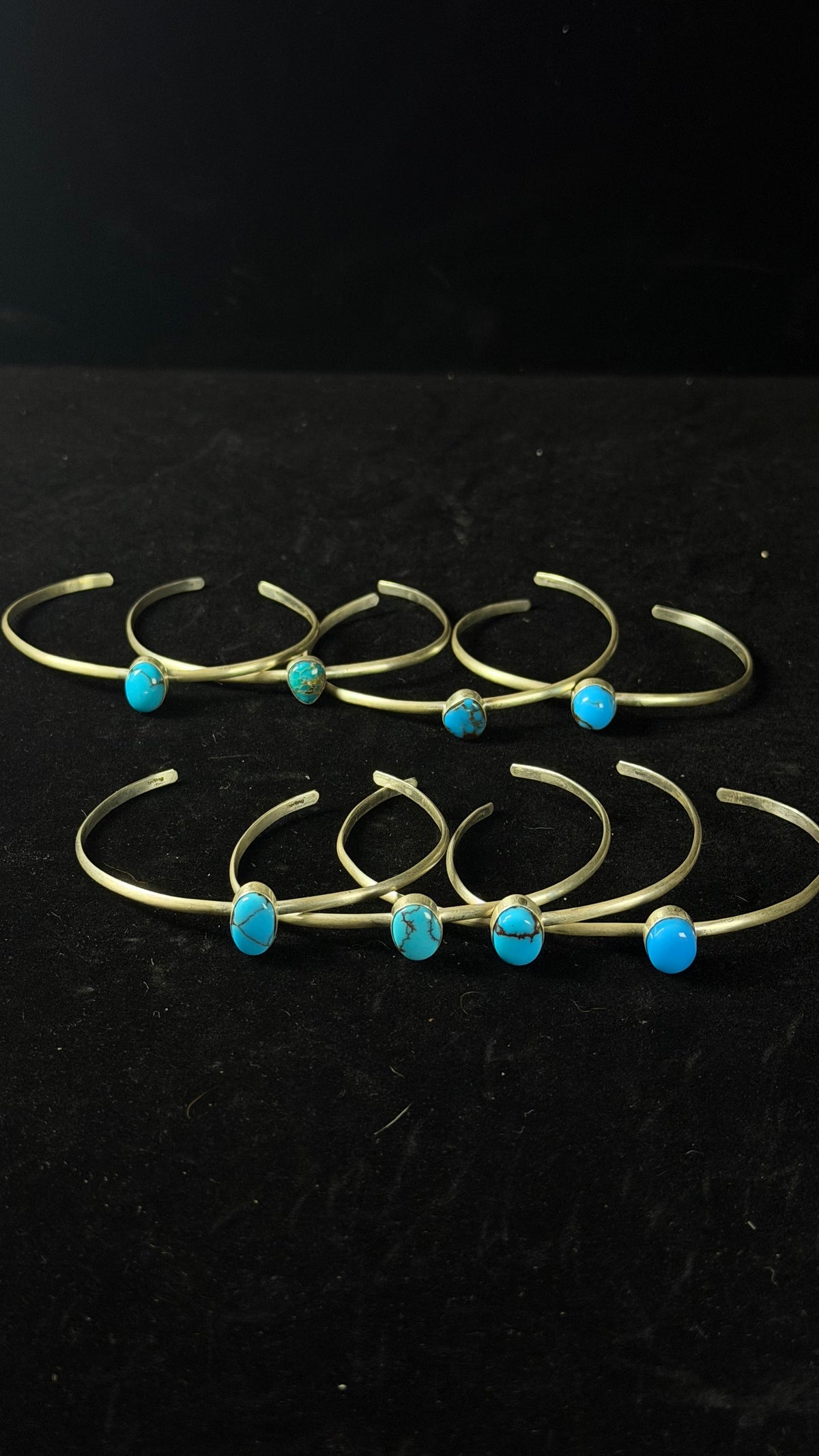 Navajo Made Egyptian Turquoise & Sterling Silver Cuff Bracelet