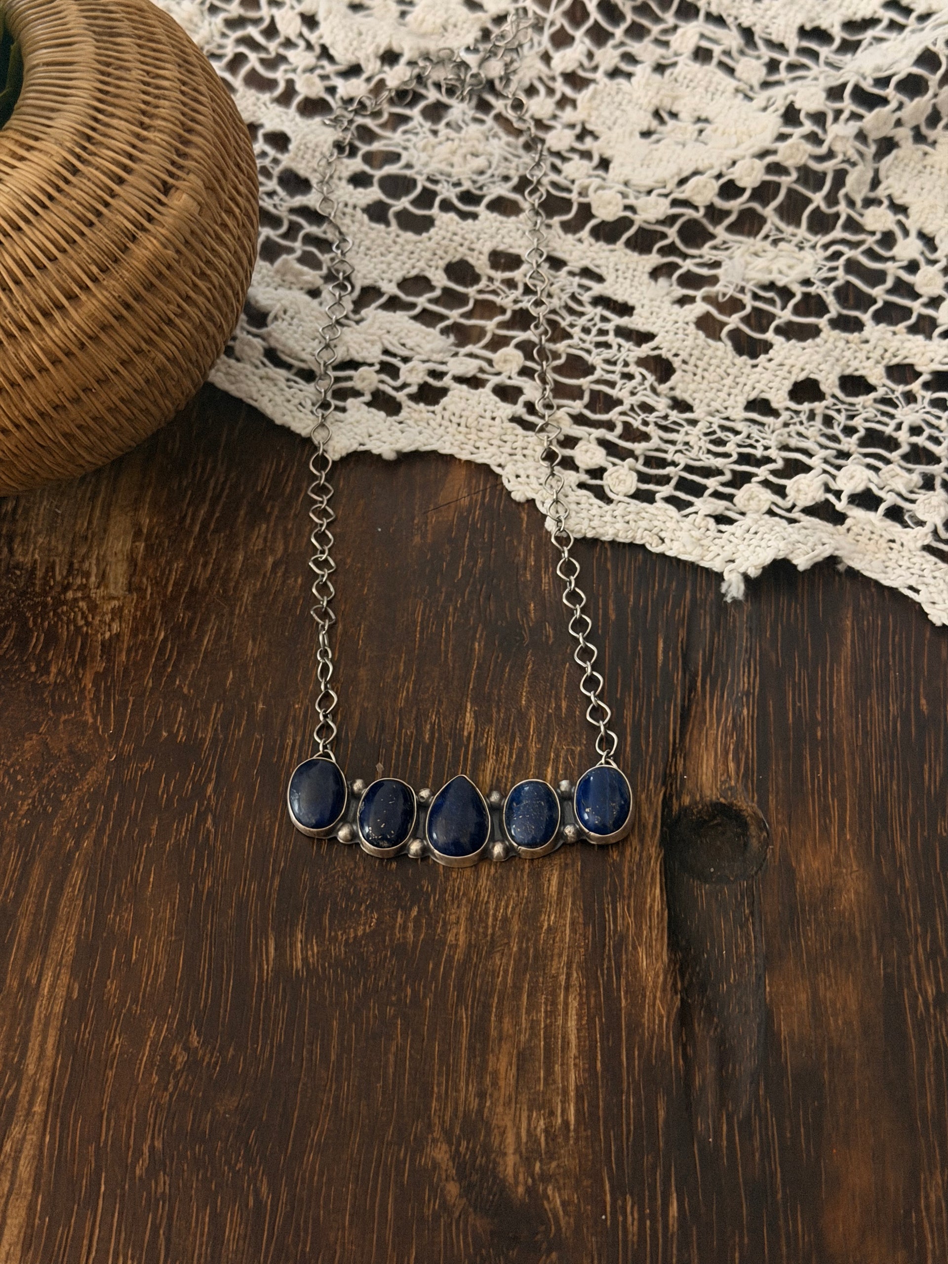 Sheila Tso Lapis & Sterling Silver Bar Necklace