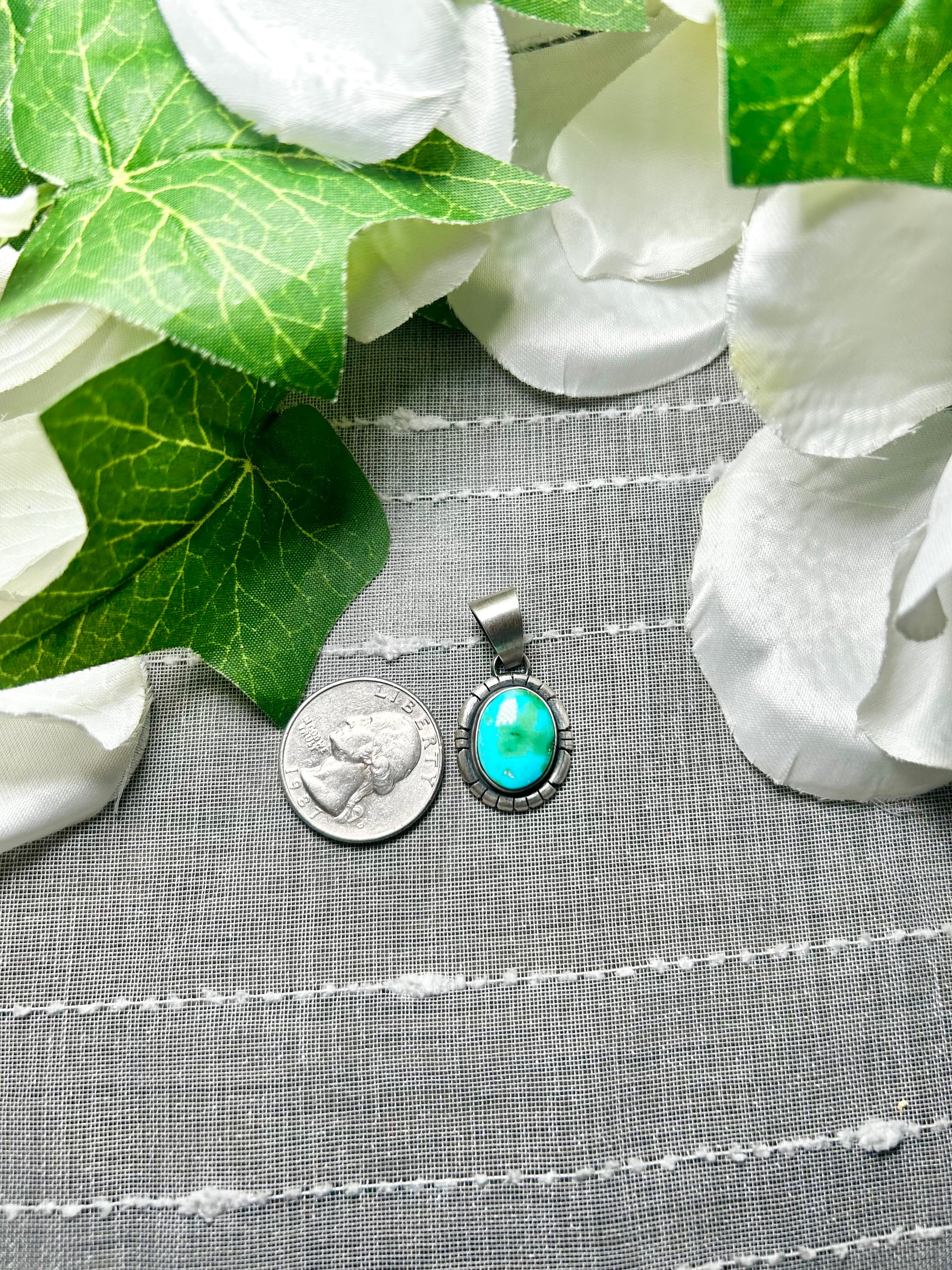 Navajo Made Sonoran Mountain & Sterling Silver Pendant