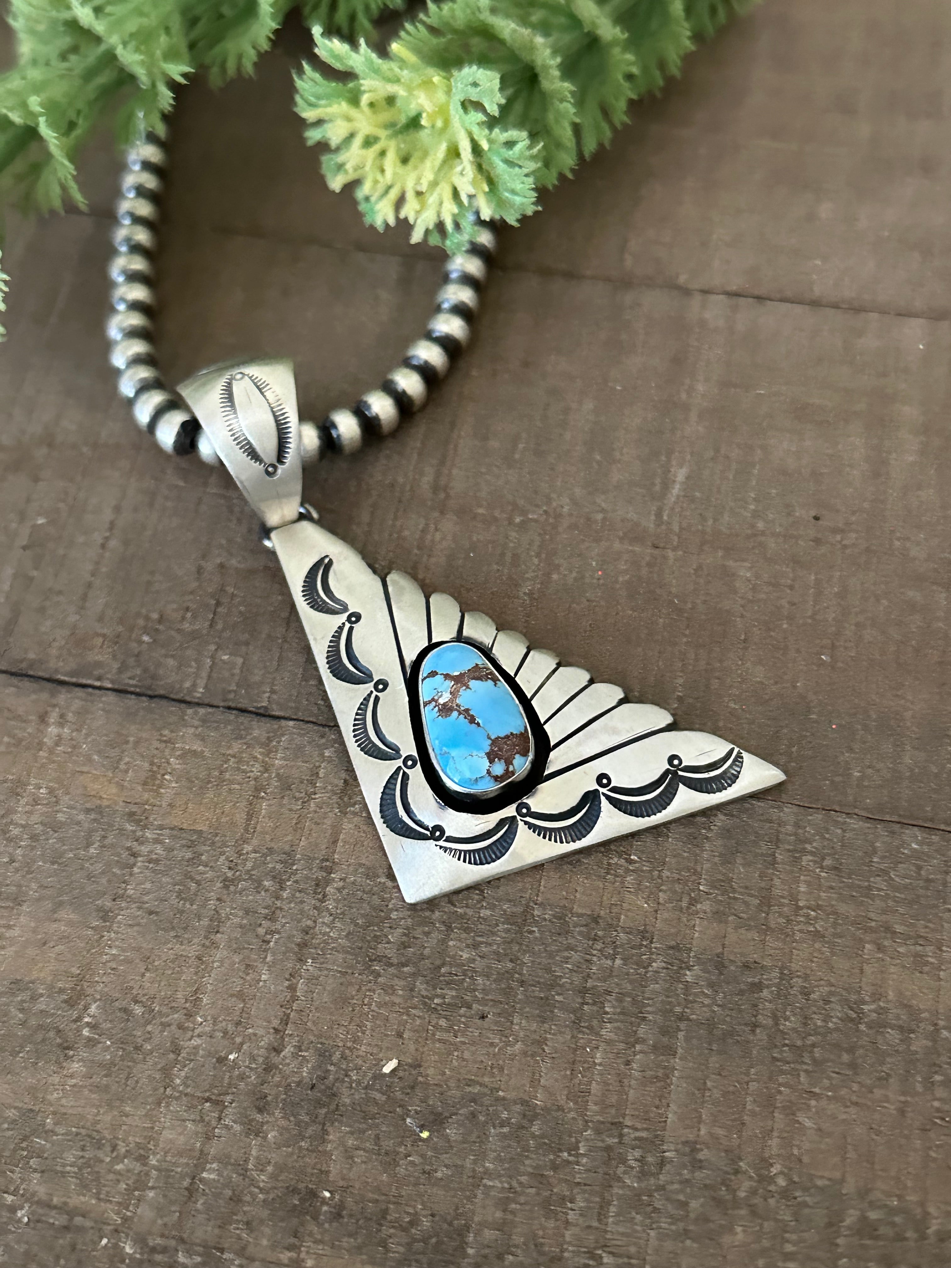 P Begay Golden Hills Turquoise & Sterling Silver Pendant