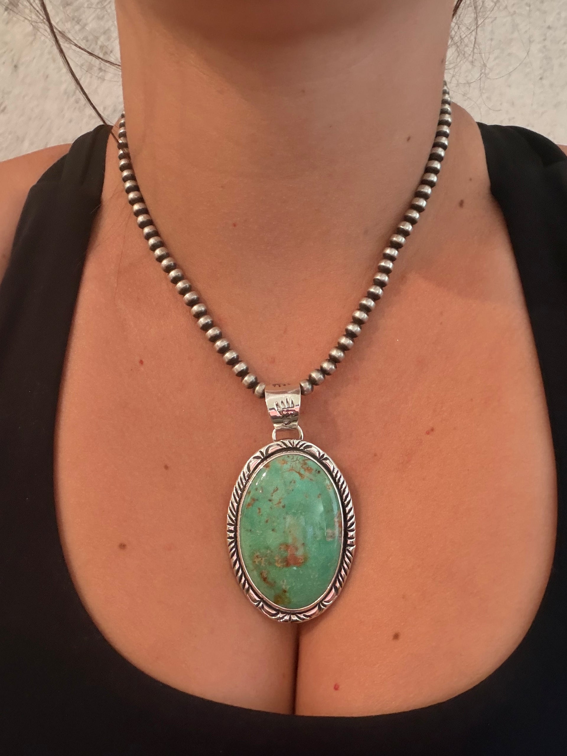 Navajo Made Royston Turquoise & Sterling Silver Pendant