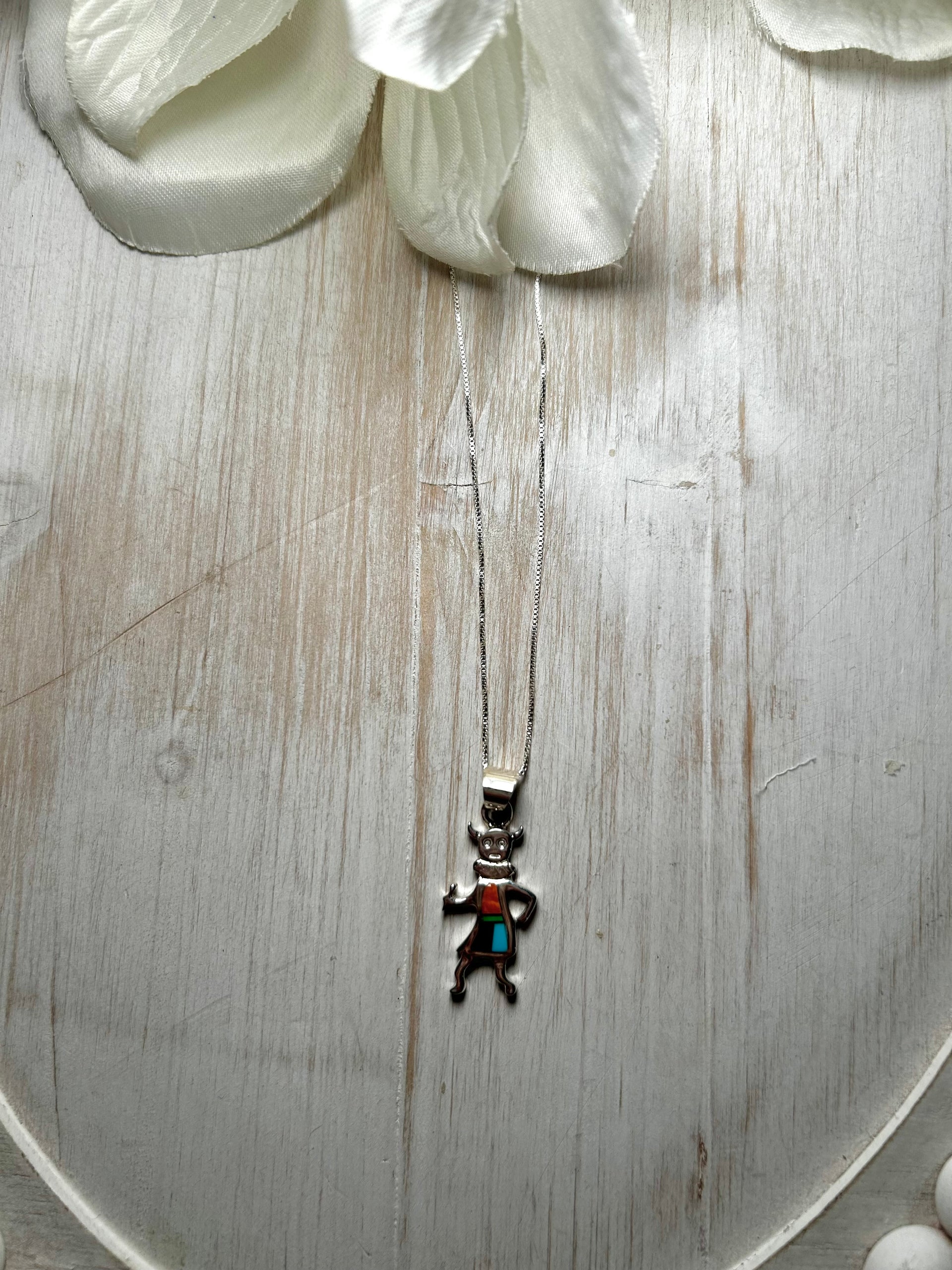 Navajo Made Multi Stone & Sterling Silver Necklace